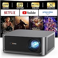 HAPPRUN KC7 PRO 2500 ANSI Lumens Outdoor Projector: 4K Decoding, WiFi 6, Bluetooth 5.2, Built-in Netflix & Dolby Audio Home Theater