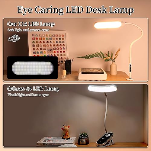 Miniatura 5 de BQAN Lámpara de escritorio LED con abrazadera, 15 W cuidado de los ojos, lámpara de escritorio ajustable de cuello de cisne para oficina en casa con