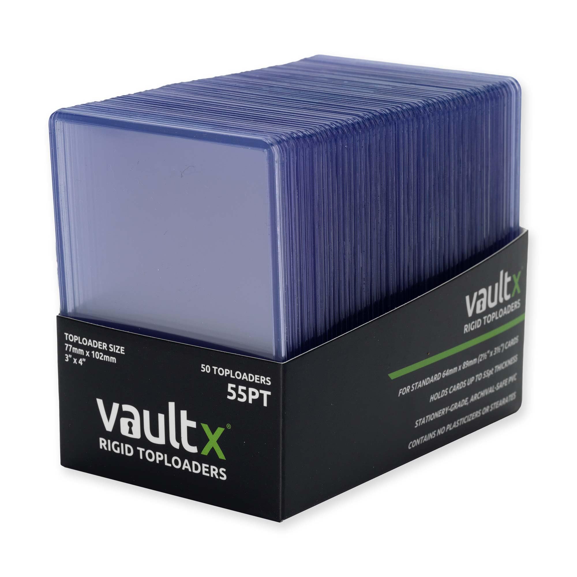 Vault X Toploaders 55pt, Trading Cards, Premium Extra Thick, 3" x 4" Seamless Rigid Card Holders, Hard Sleeves, Clear Protection for Collectible Card Games, Sports, TCG (50 Pack)