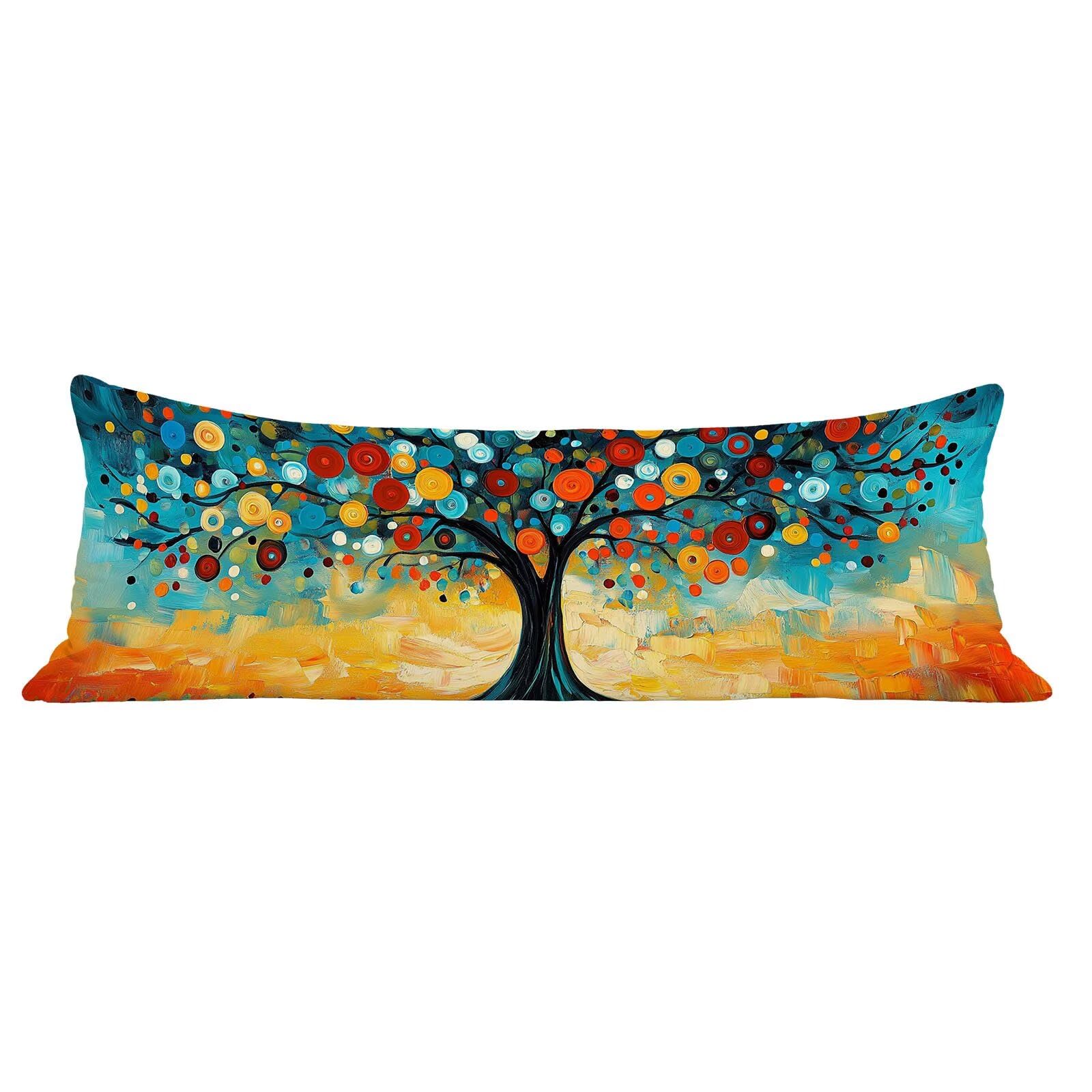 Funda de Almohada 60 x 180 cm Vistoso Protector Almohada 180 cm con Cremallera Invisible, Lino Durable y Transpirable Pillow Case Árbol Impresión a Doble Cara para Cama, Sofá y Dormitorio dg-412