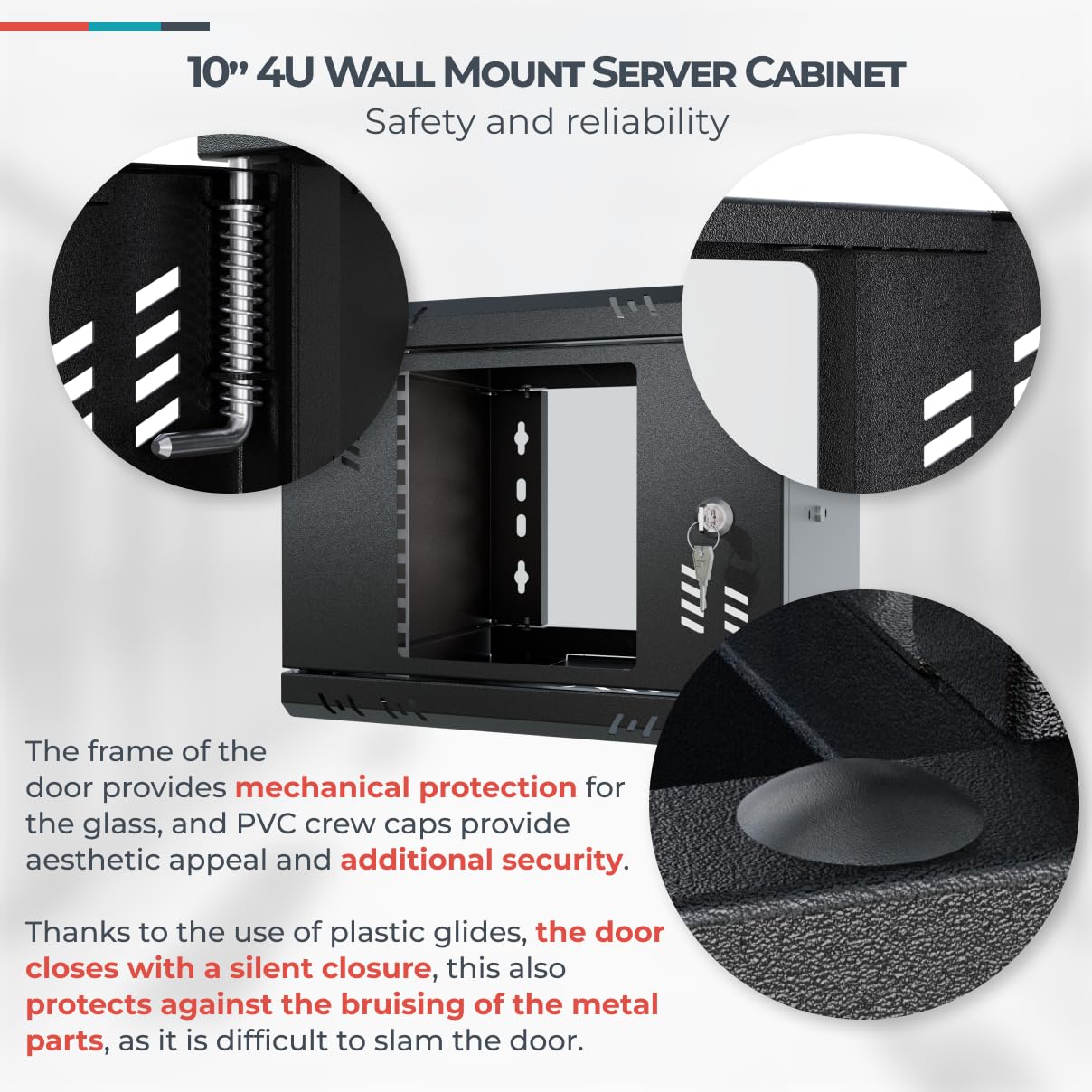 Armoire Réseau 10 Pouces - Baie Informatique 4U - Baie de Brassage pour Montage Mural - Capacité de Charge 15 kg - Armoire Informatique vers la Salle des Serveurs, Le Bureau - Noir