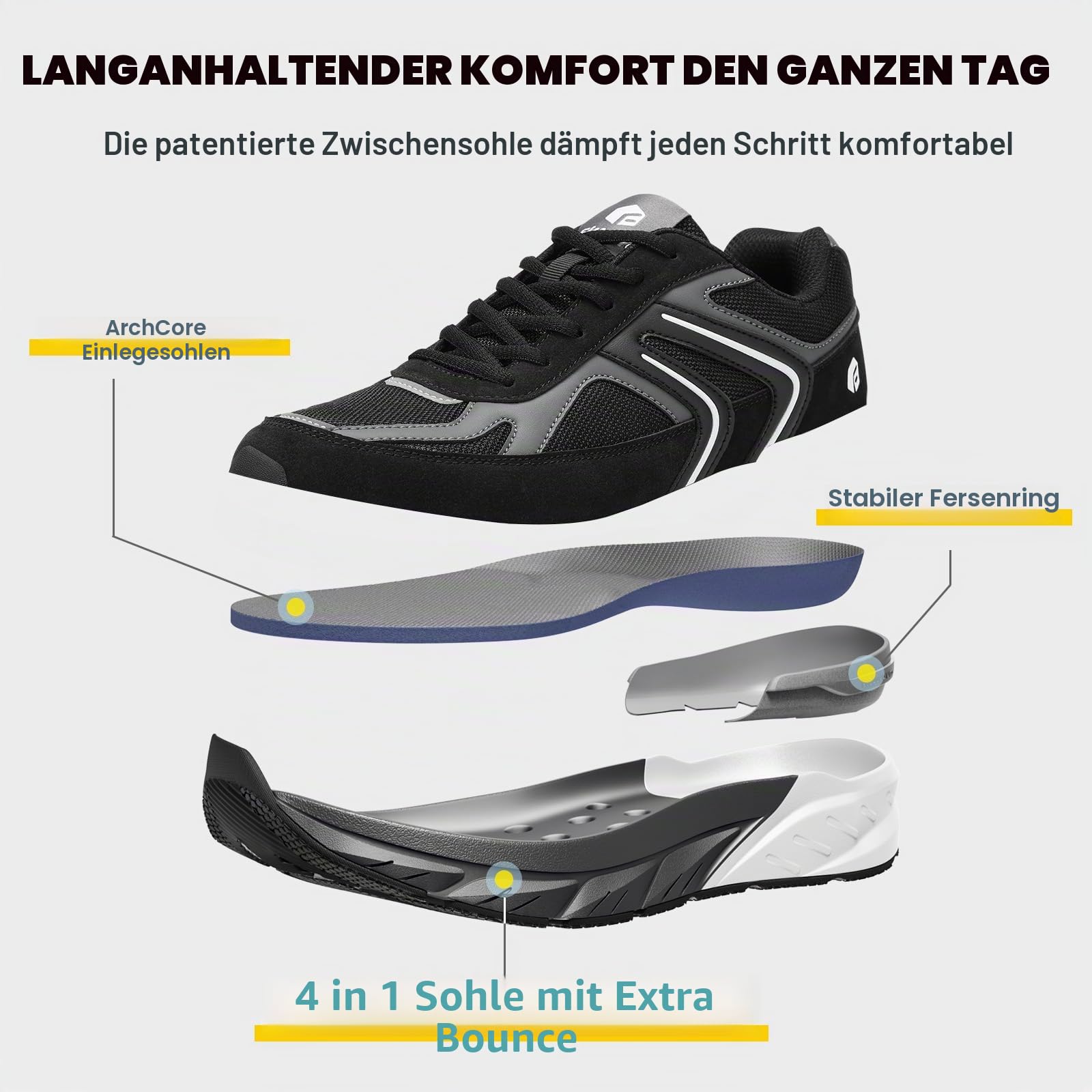 FitVille Sneaker Herren Extra Weit Laufschuhe Dämpfung Sportschuhe Atmungsaktiv Running Shoes Outdoor Joggingschuhe Straßenlaufschuhe rutschfest Turnschuhe Schuhe Breite Füße