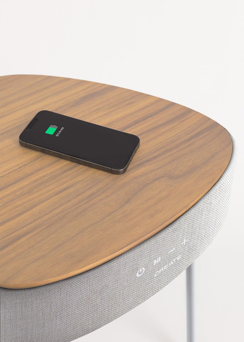 CREATE / Speaker Table 180 / Mesa Altavoz Madera Natural/Sonido unidireccional 180º. Bluetooth 5.0. Cargador inalámbrico. 5h de autonomía. Formato MP3. WMA y WAV.