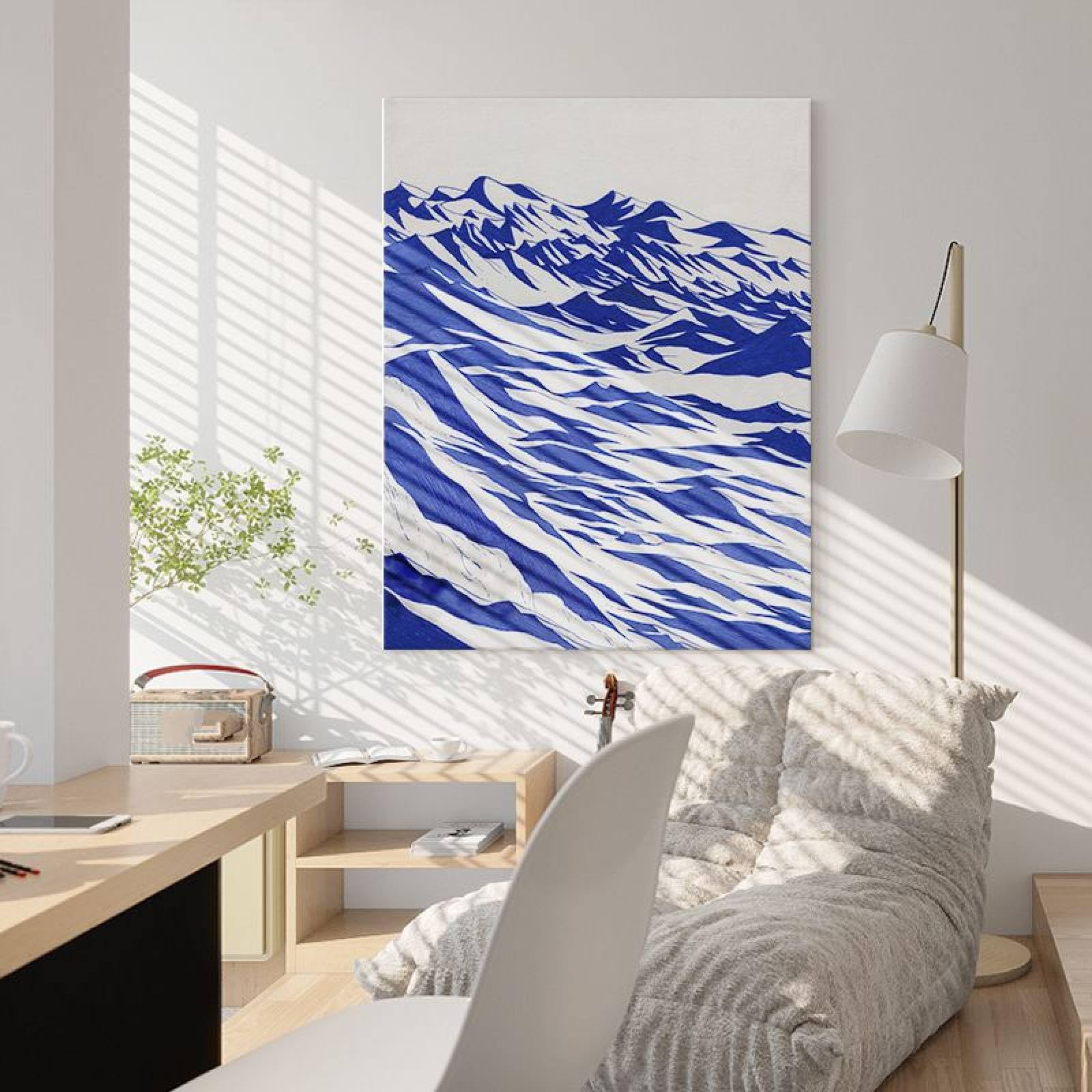 Toile abstraite montagne peinte à la main pour créer un salon moderne et un bureau apaisant