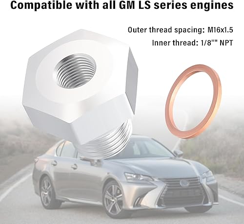 Miniatura 5 de Adaptador de presión de aceite LS compatible con todos los motores de la serie GM LS, adaptador de sensor de presión de aceite de intercambio