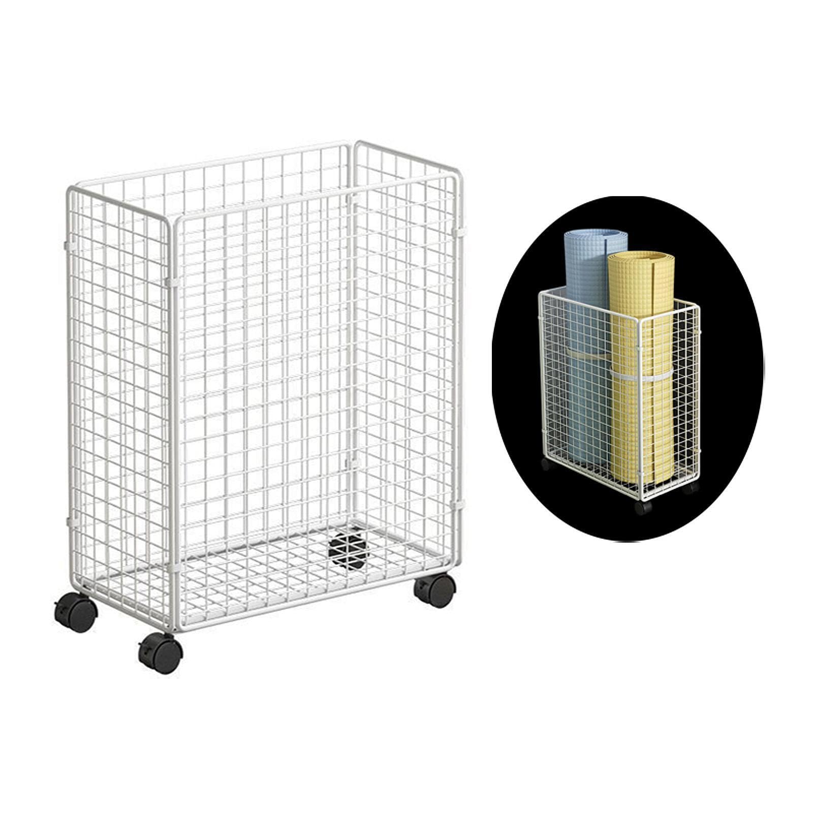 Cesta de Almacenamiento para Equipo de Gimnasio en casa, Cesta de Alambre de Metal, Carrito de Almacenamiento con Ruedas para tapetes de Yoga y
