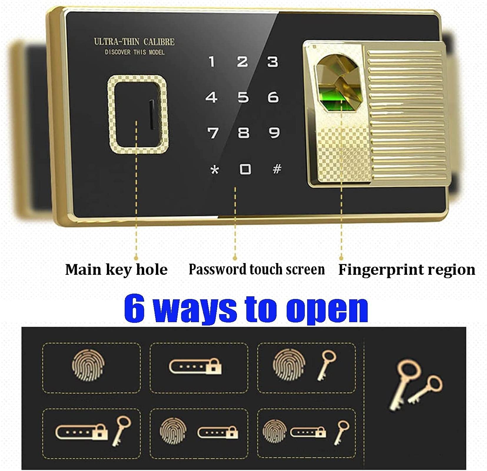 CLSDRZC Ignifuge, étanche, sécurité, Ignifuge, Empreinte Digitale, Mot de Passe, Serrure électronique pour la Maison, l'affaires, l'hôtel, Le Bureau, 6 façons de déverrouiller pour