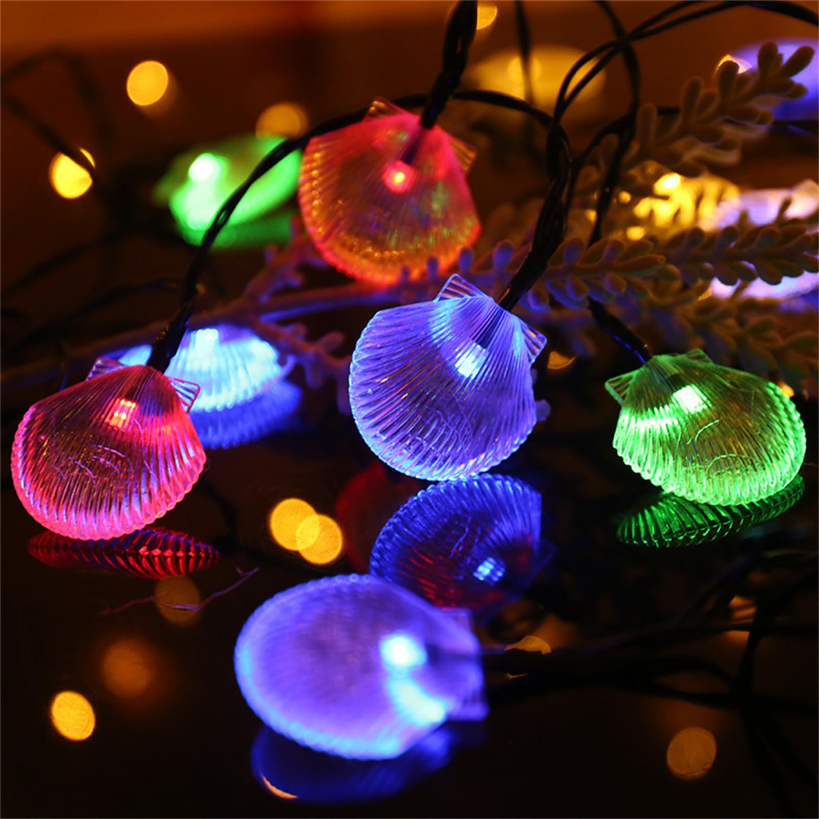 Mateju LED Lichterkette Außen Solar, Solar Lichterkette Aussen mit Fernbedienung 8 Modi Solarlichterkette Outdoor für Innen, Garten, Terrasse, Balkon, Hochzeit (Muschel Farbe,32M/300LED)