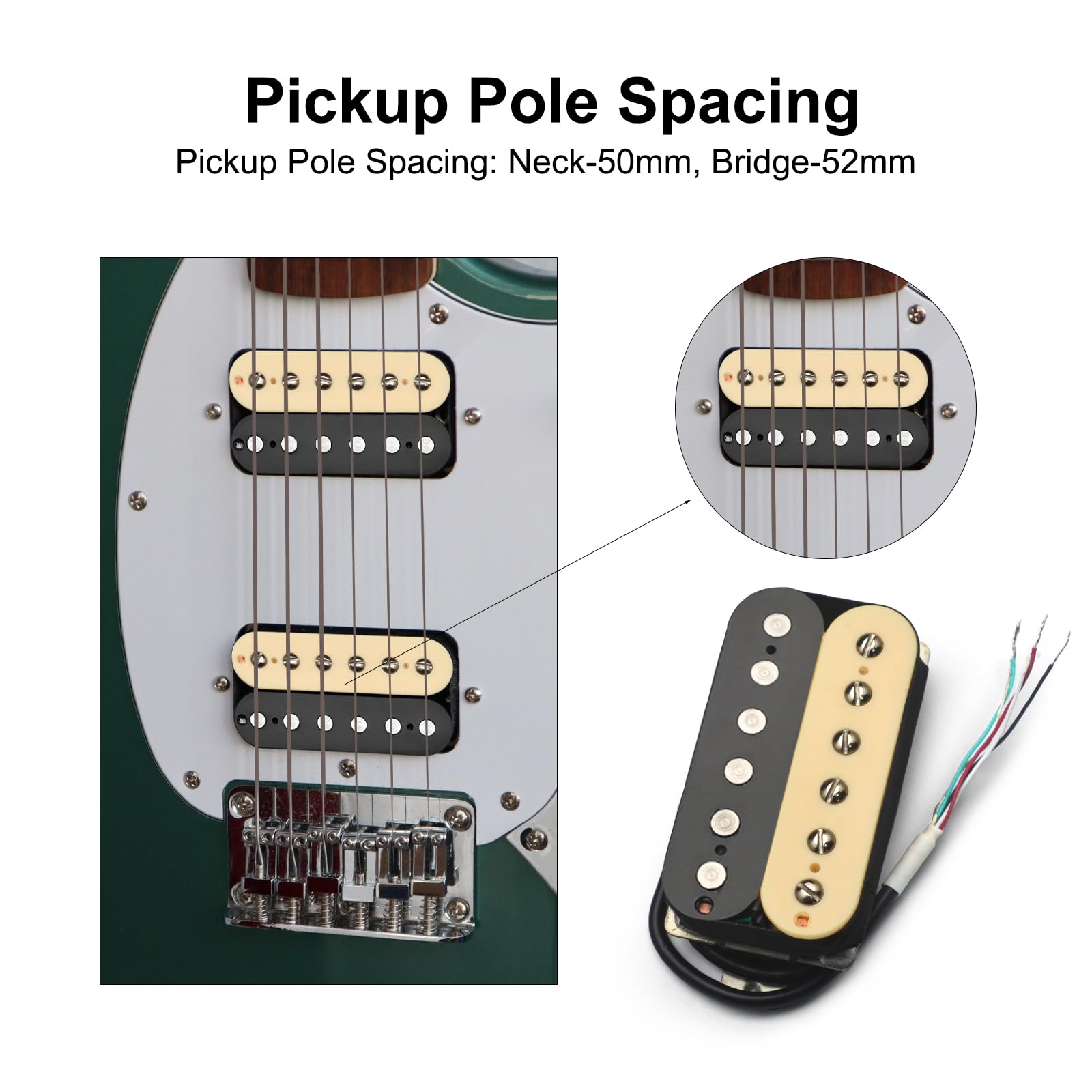 SAPHUE Alnico 2 Pickup per chitarra elettrica N-50 7-8K/B-52 8-9K Humbucker Alnico II Pickup Double Coil Pickup Parti della chitarra (Zebra)