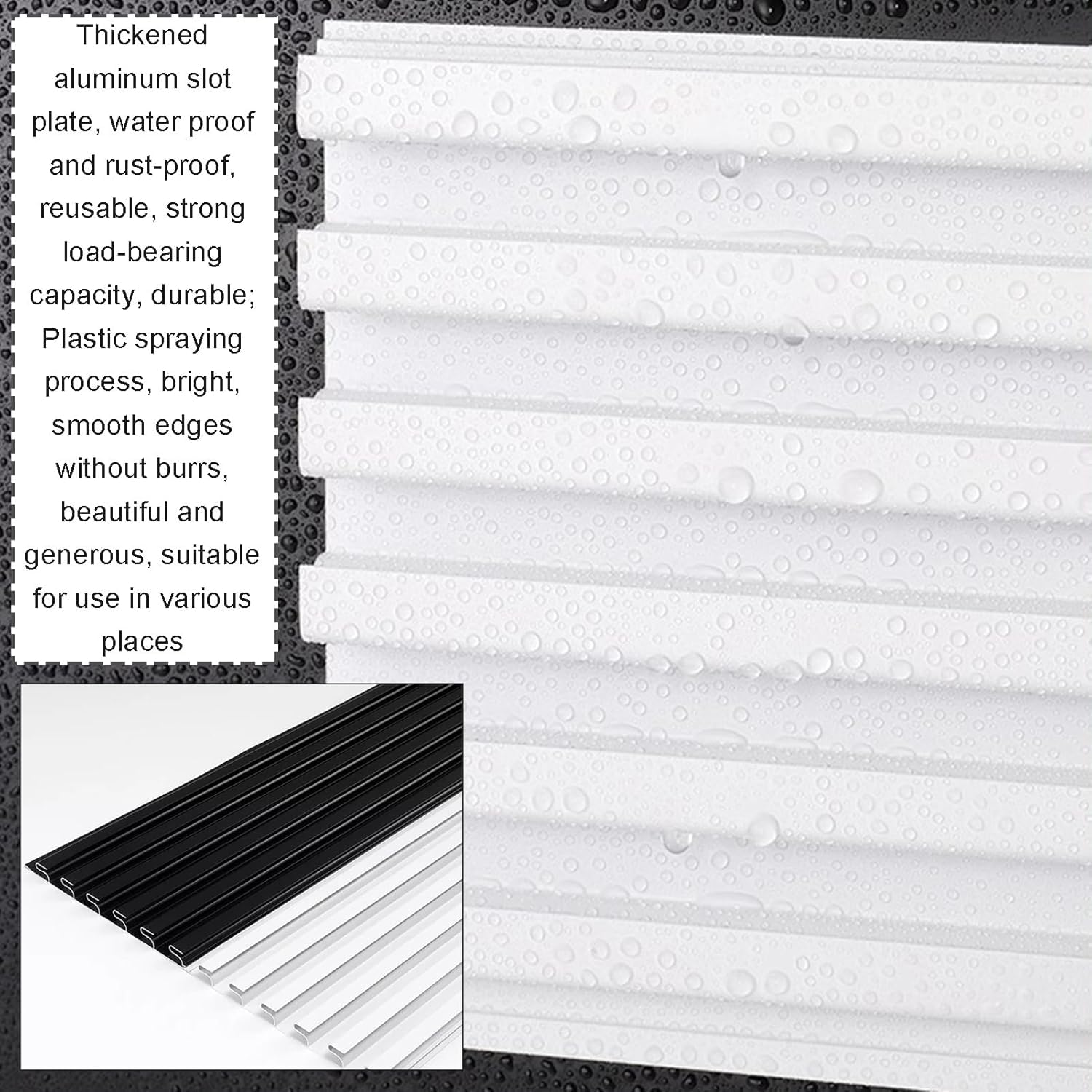 Organizer ścienny Do Garażu Panel Slatwall Z 10 Haczykami Blokujący Aluminiowy Stojak ścienny Do Kuchni I Narzędzi Warsztatowych Zestaw 6 Paneli Do Przechowywania, White, (W x H) 60x15.5CM-6 pcs
