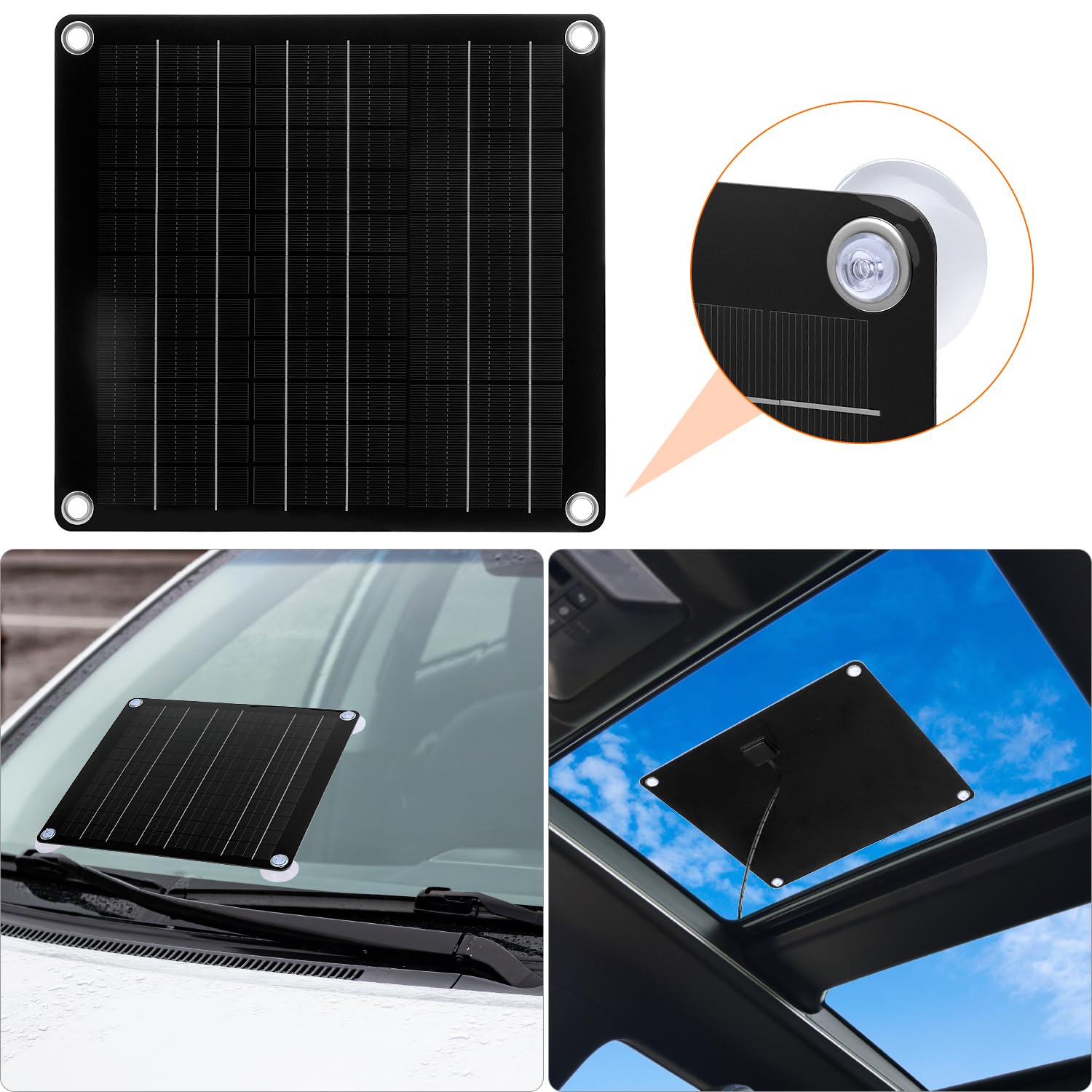 QWORK® Chargeur Solaire 10W 12V Mainteneur de Batterie pour Voiture, Moto, Bateau - Charge d'entretien, Portable avec Allume-Cigare et Pinces Crocodile