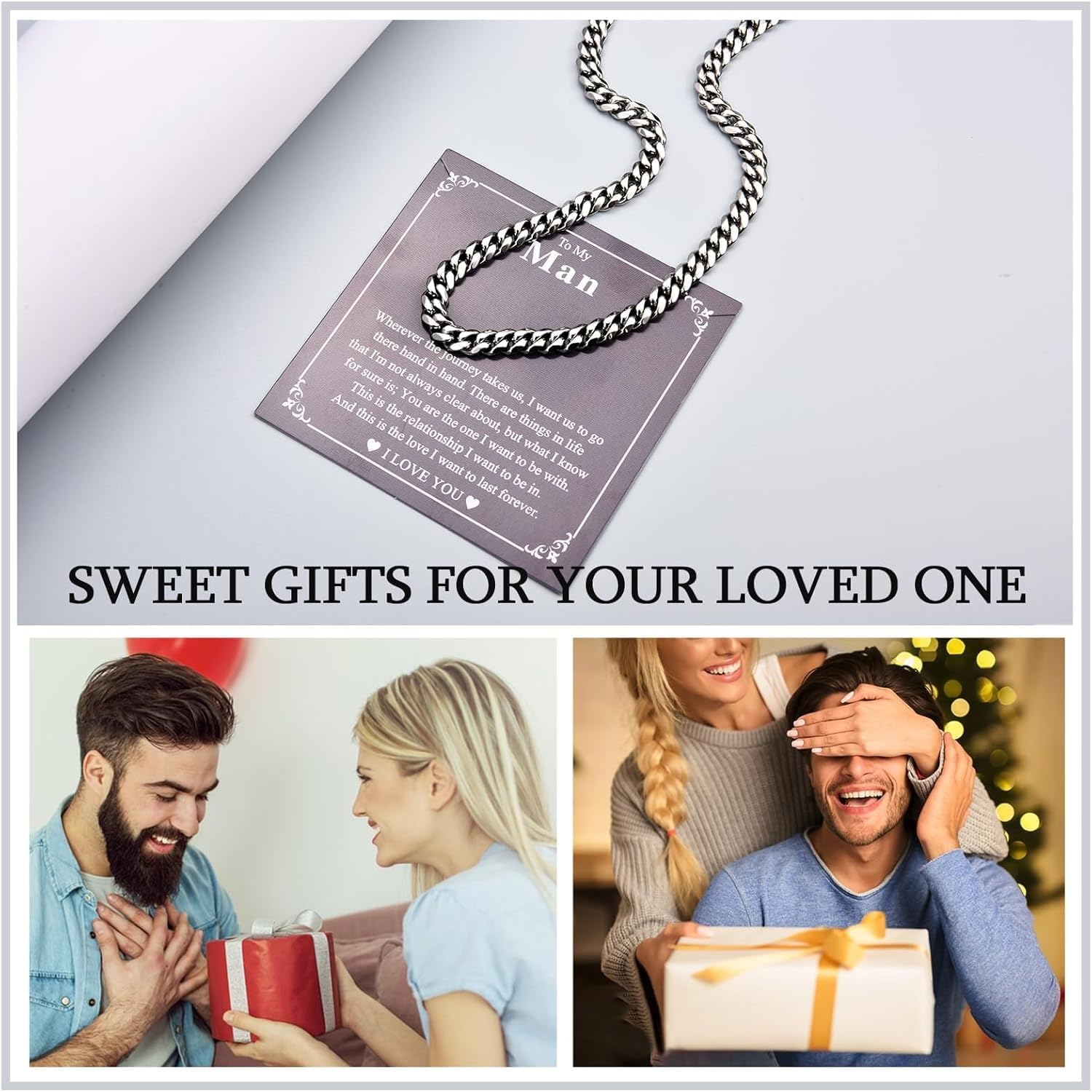 Gifts for Men, 6MM Cuban Link Chain Necklace for Him Boyfriend Husband Son Grandson Nephew Brother Friend -Easter Basket Stuffers Birthday Christmas Graduation Fathers Day Valentines Gifts