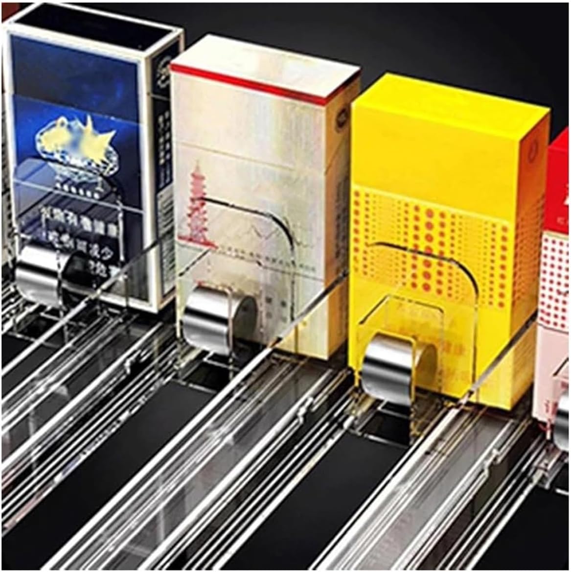 Wall Mounted Cigarette Display Rack with Sliding Locking Door, Automatic Cigarette Pusher Case Shelf, Cigarette Showcases Holder (68.5x17.3x45cm)