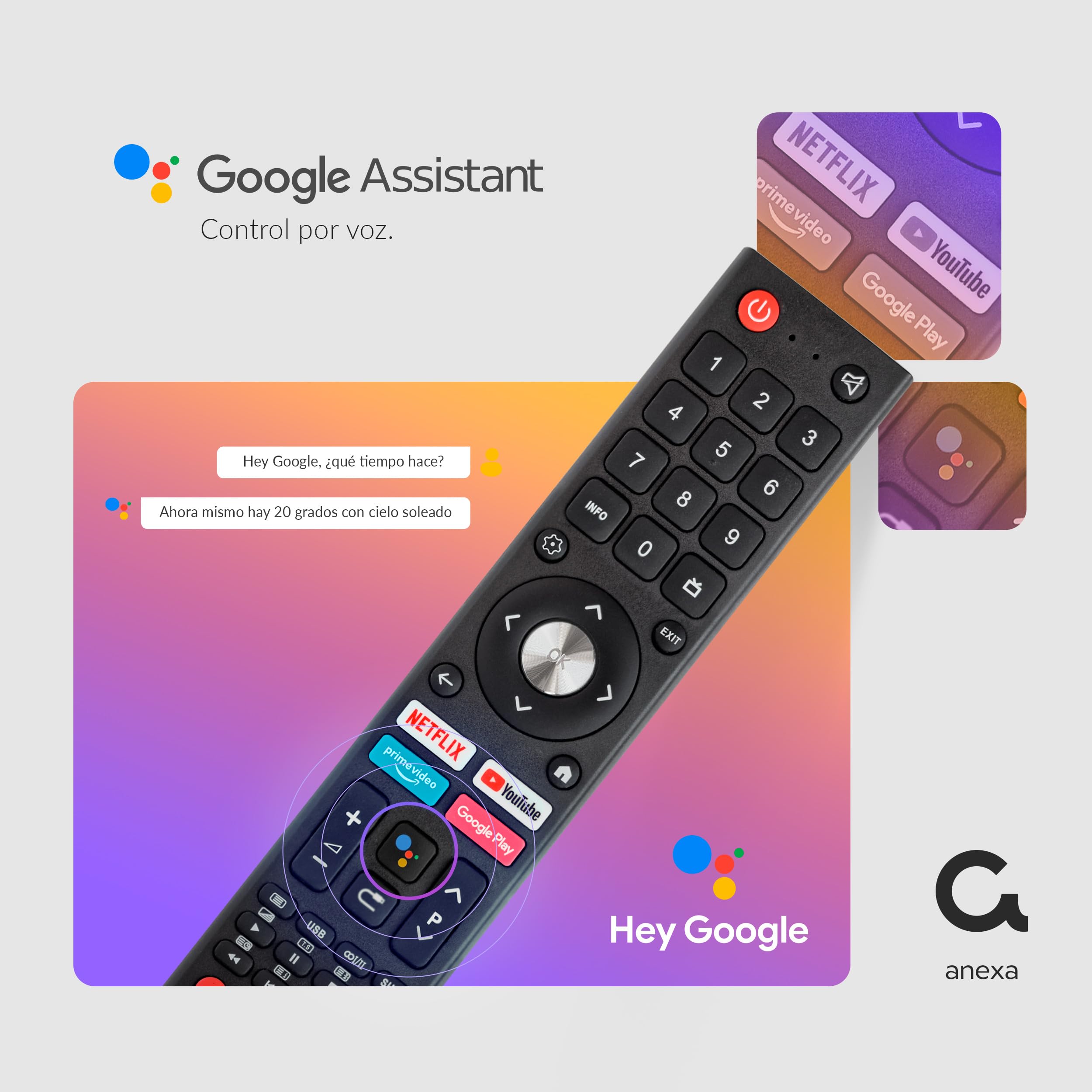 anexa - Smart TV 43" QLED 4K, Android 11, Google Assistant, Control por Voz, TDT, 3 años de garantía, SMART43C01UGQ, Compatible con Netflix, Prime Video y más