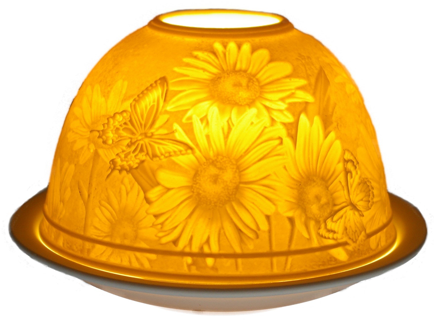 Kerzenfarm Plaristo Margarites Tea Light Holder with 6.5 cm High Porcelain Dome Light, White