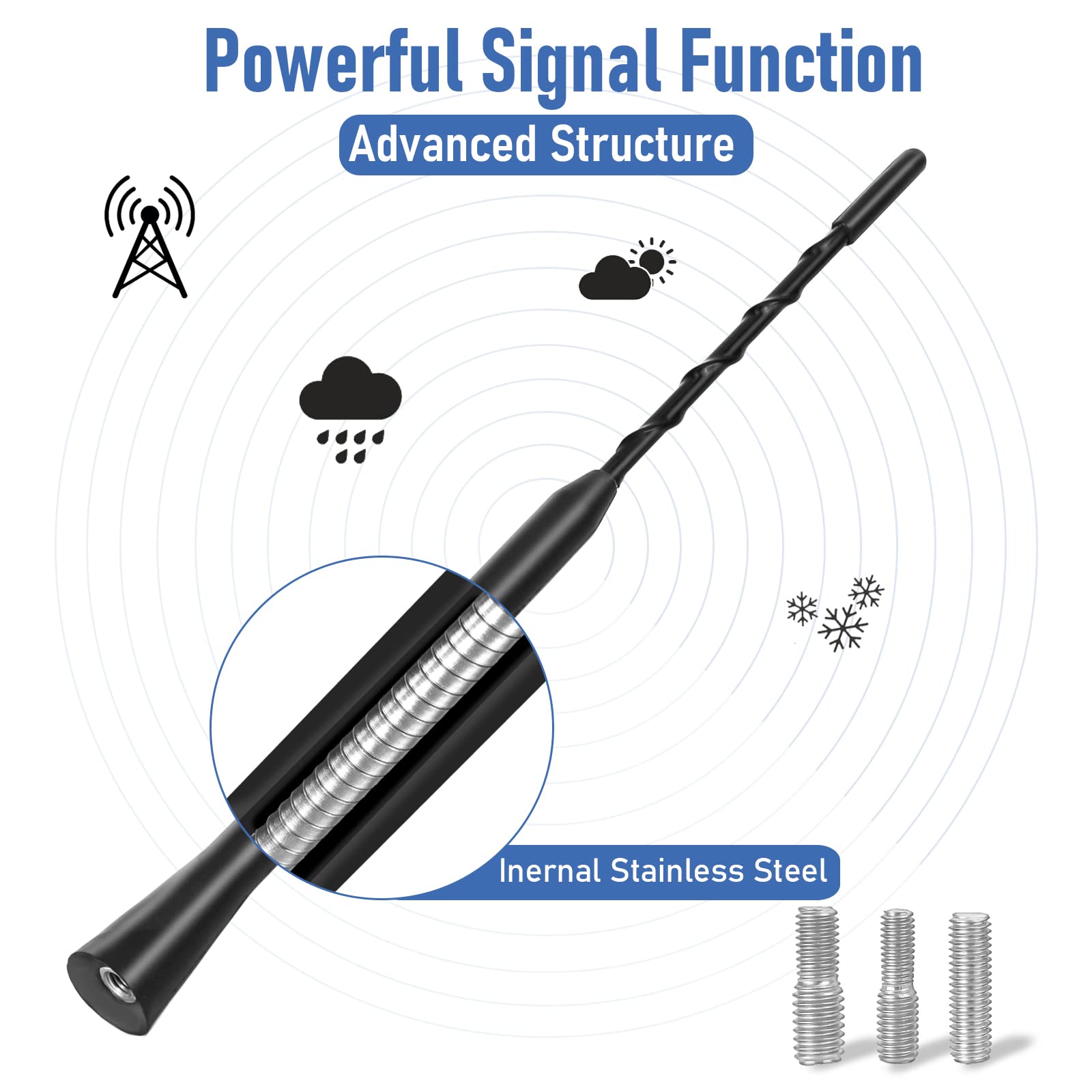 Antenne FM Voiture Universelle - Pour Auto, Camion & SUV | Adhésive Pare-brise, Signal HD