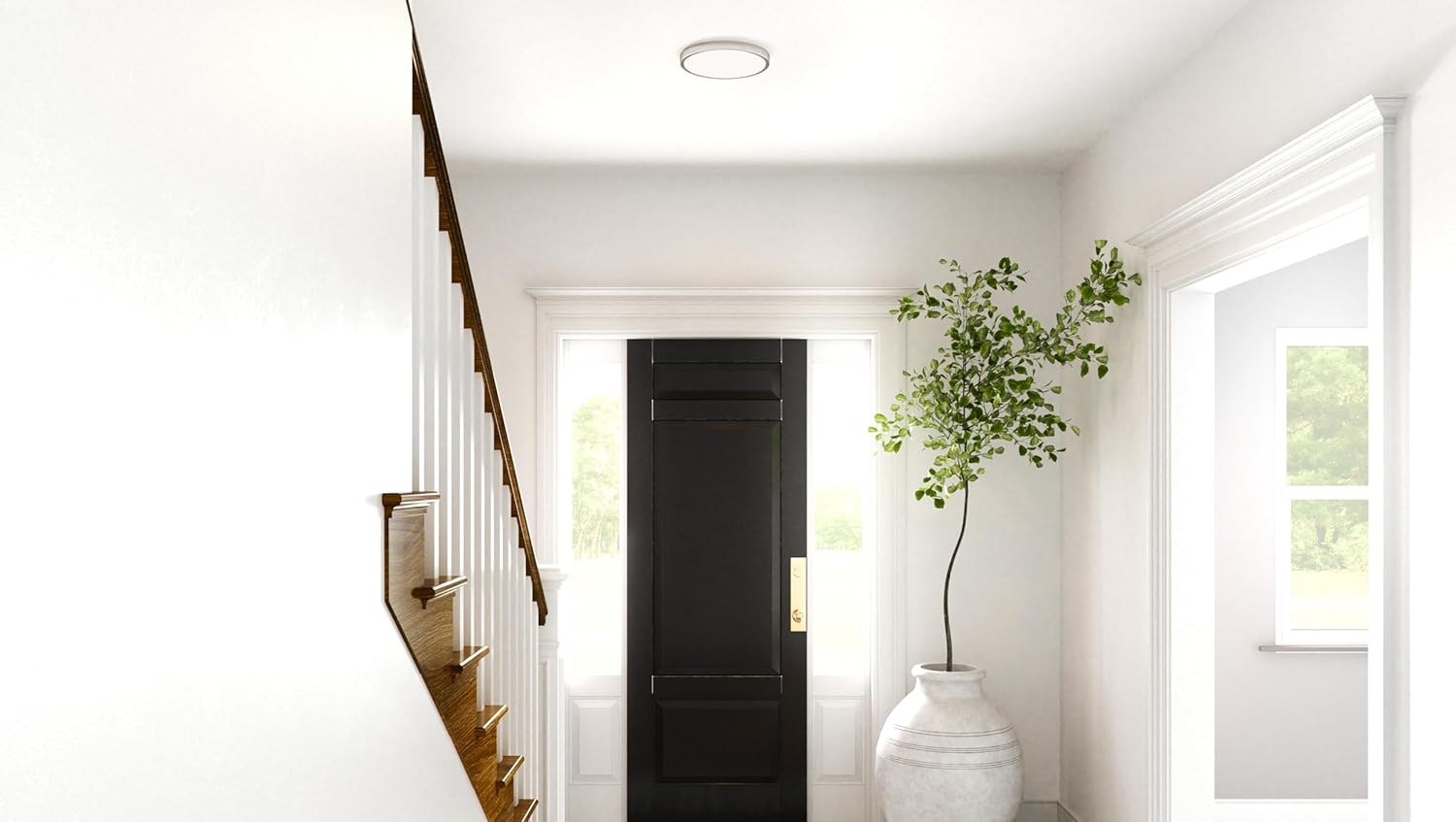 Quoizel Outskirts 11" Flush Mount LED Light, Brushed Nickel, 1500 Lumens, Dimmable, Damp Location Rated, Low-Profile