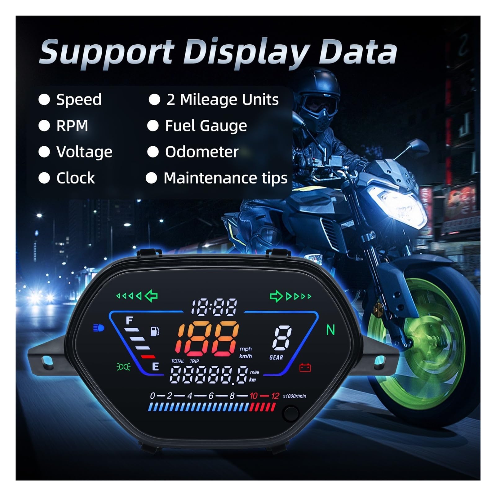 Tachimetro Accessori Moto Digitali Meter Tachimetro Contagiri Contachilometri Strumento Cruscotto Per WAVE100/110
