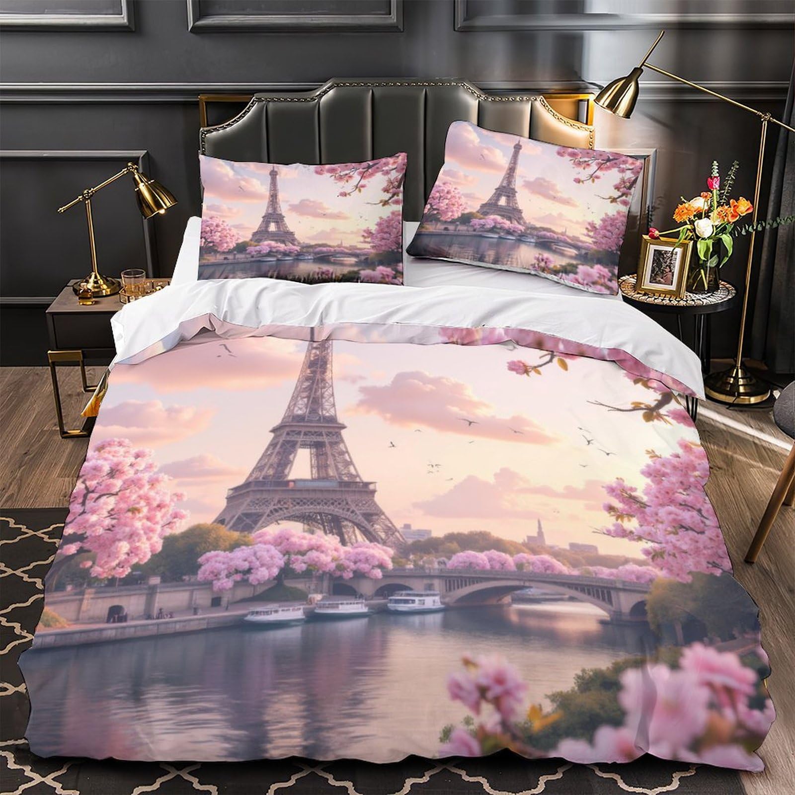 Housse de couette panda 260x220 en microfibre respirante pour lit super king