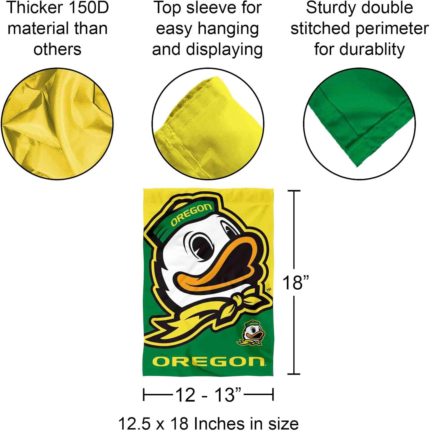 College Flags & Banners Co. Oregon Bold Mascot Double Sided Garden Yard Flag - Image 3
