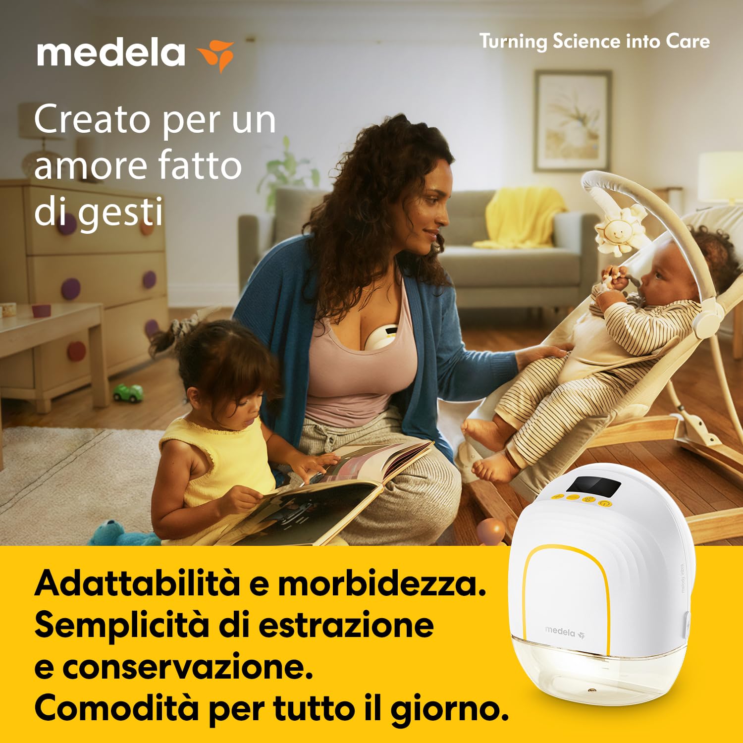 Medela Melody InBra Tiralatte indossabile singolo, mani libere – Fit ultra-morbido, Easy Pump&Store, All-in-one, Prestazioni potenti, 2 modalità & 9 livelli, coppe in silicone, porta USB-C