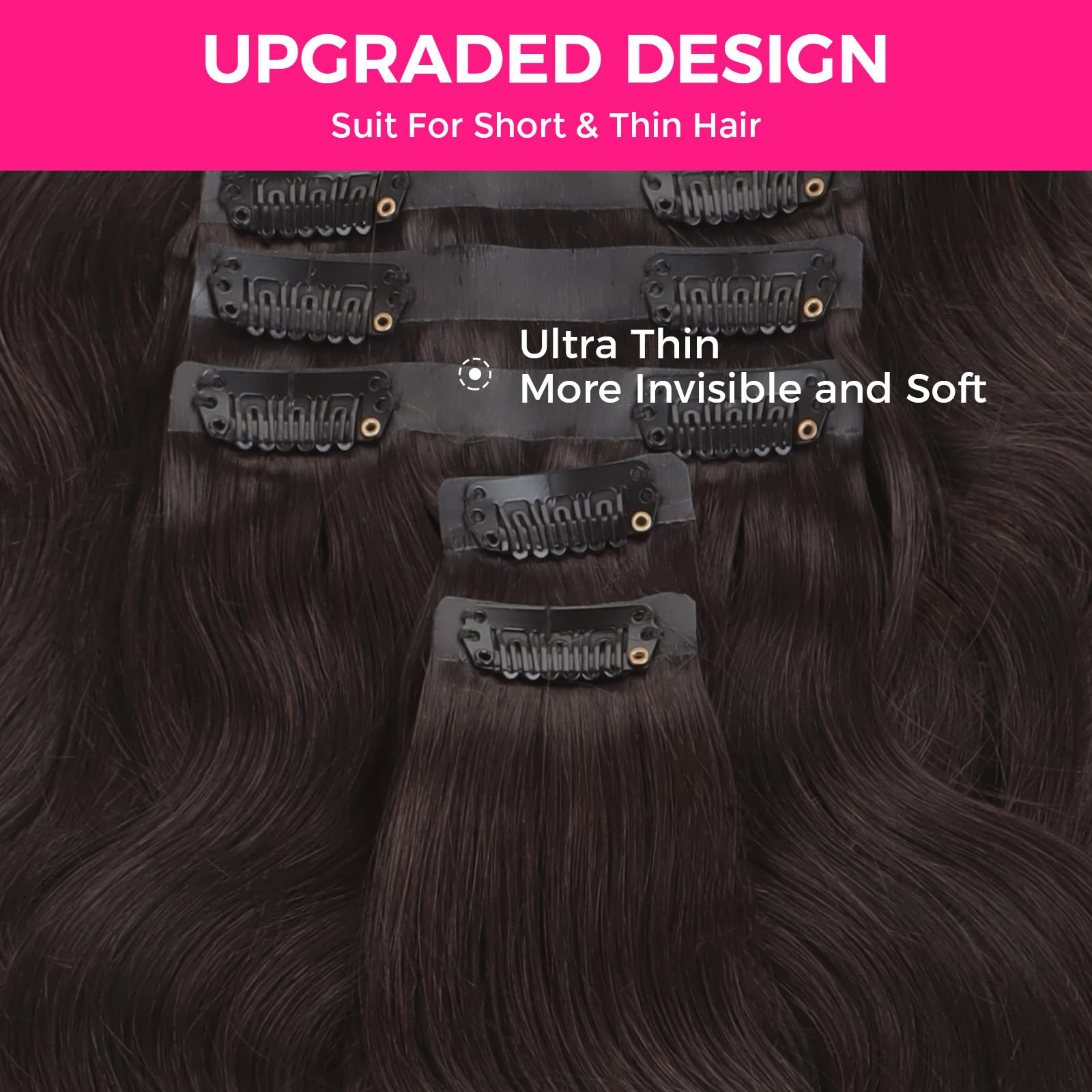 Amazon.com : Lashey Seamless Clip in Hair Extensions Human  display picture 3