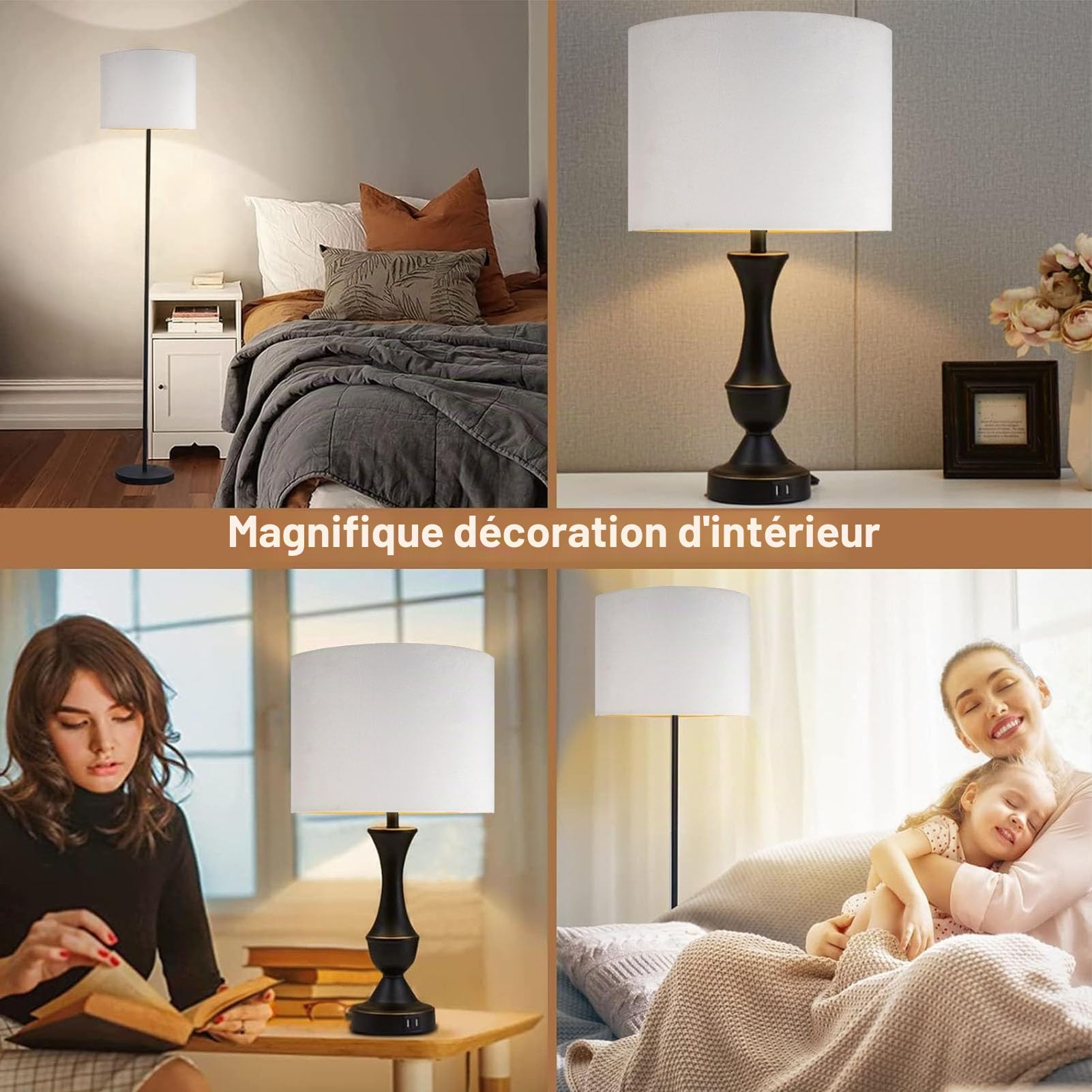 Abat Jour Ovale, 12.5×18×23cm Universel E27 E14 Moderne Abat Jour en Tissu, Petit Couvercle de Lampe pour Lampe de Chevet de Table(Blanc)