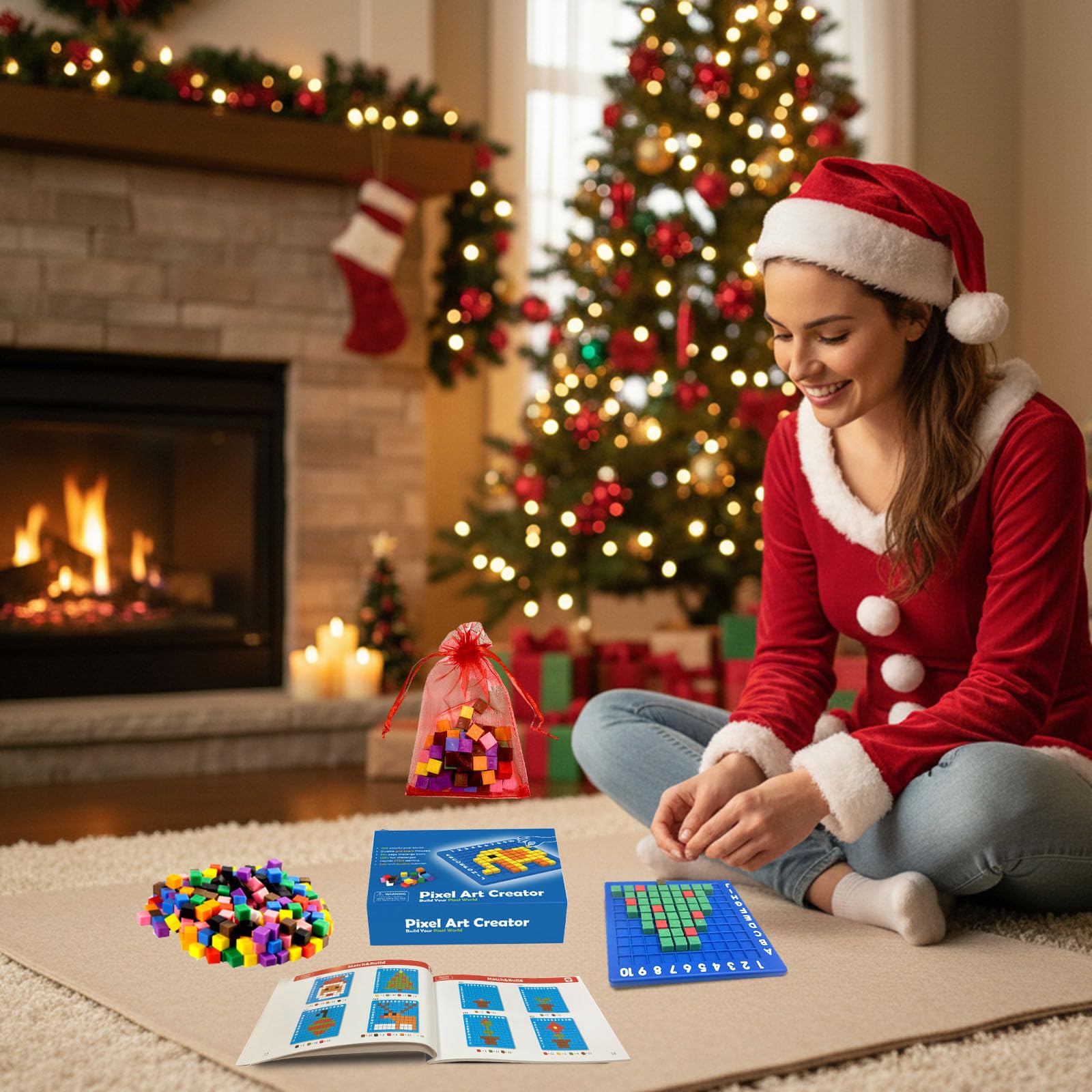 Blocchi da Costruzioni di Puzzle, 400 Pezzi Set di Attività per Cubi, Nuovi Pixel Art, Set da Festa Multifunzionale, per Festa & Famiglia