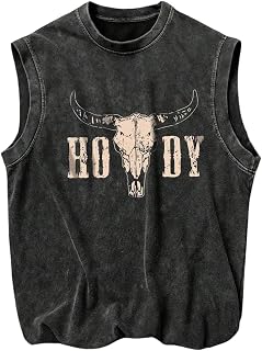 Men's Sleeveless Summer Casual Tank Tops Graphic Letter Crew Neck Muscle Tees Shirts Tops