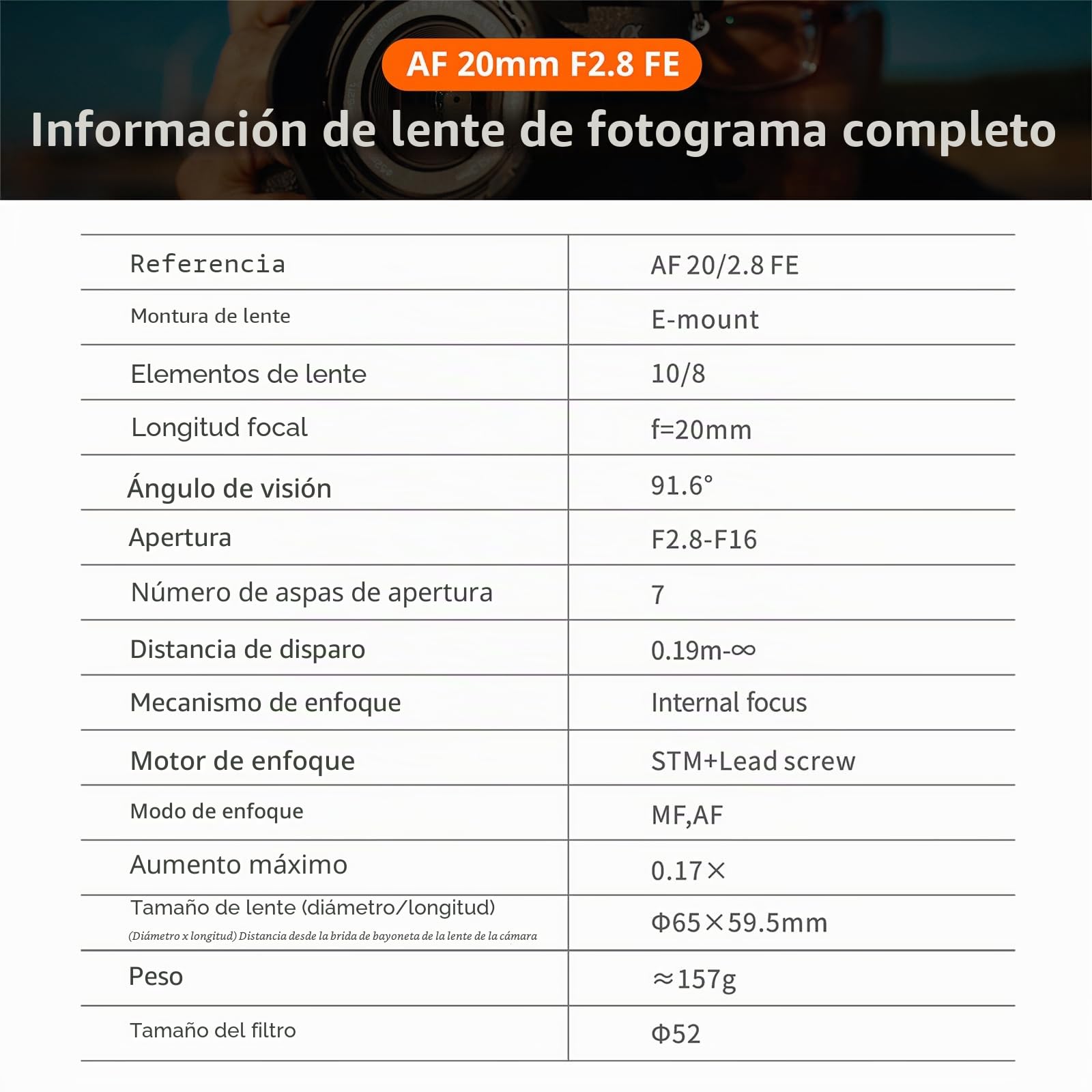 VILTROX 20mm F2.8 FE para Sony E Mount,AF20mm f/2.8 E Mount FullFrame Lente | Objetivo Gran Angular Prime para Sony Alpha a7III a7R a7RII I a7RIV a7S a7SII a9 a7C a6700 zv-e100 a6600 a6400 a7iv a7ii