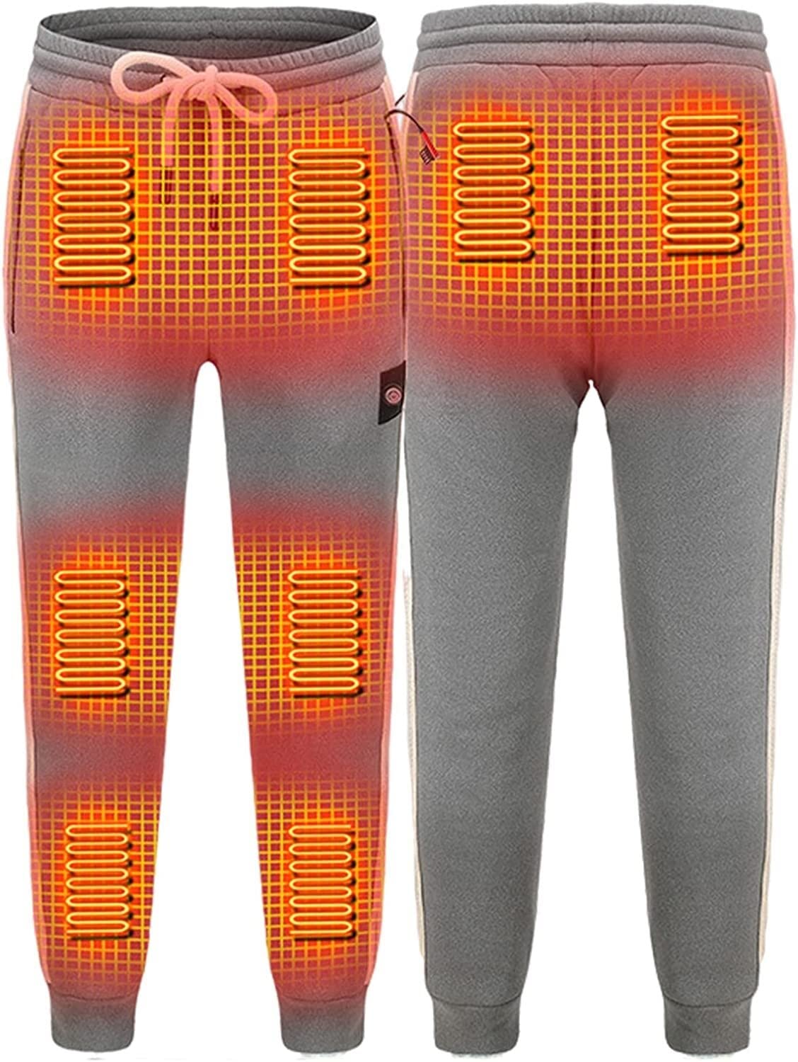 Pantaloni Termici Invernali da Uomo, Leggings in Pile elettrici USB con Controllo della Temperatura a 3 Livelli (Color : Grigio, Size : L/Large)