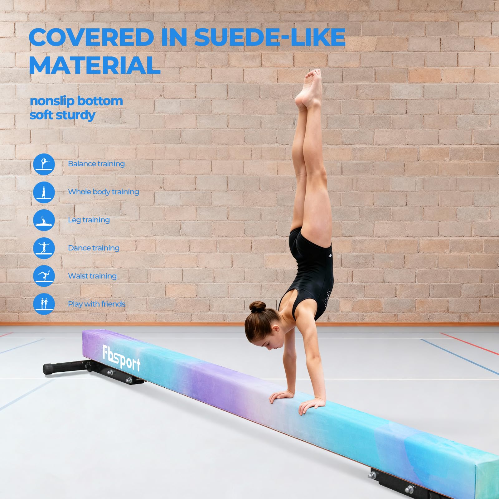 FBSPORT Barra de Equilibrio Ajustable de Gimnasia de 244 cm, 5 Alturas Ajustables bajo, Altamente Estable, Equipo de Entrenamiento para práctica de Gimnasio para niños