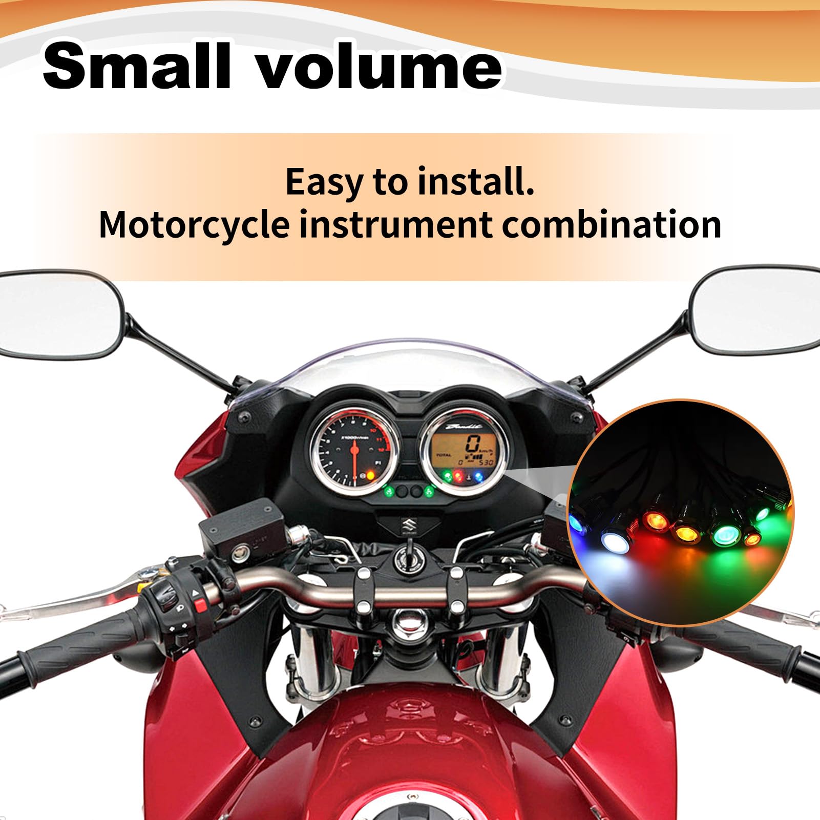 Indicatore LED 6mm 10Pcs AC/DC 12-24V Rosso/Verde/Giallo/Bianco/Blu Impermeabile per Moto