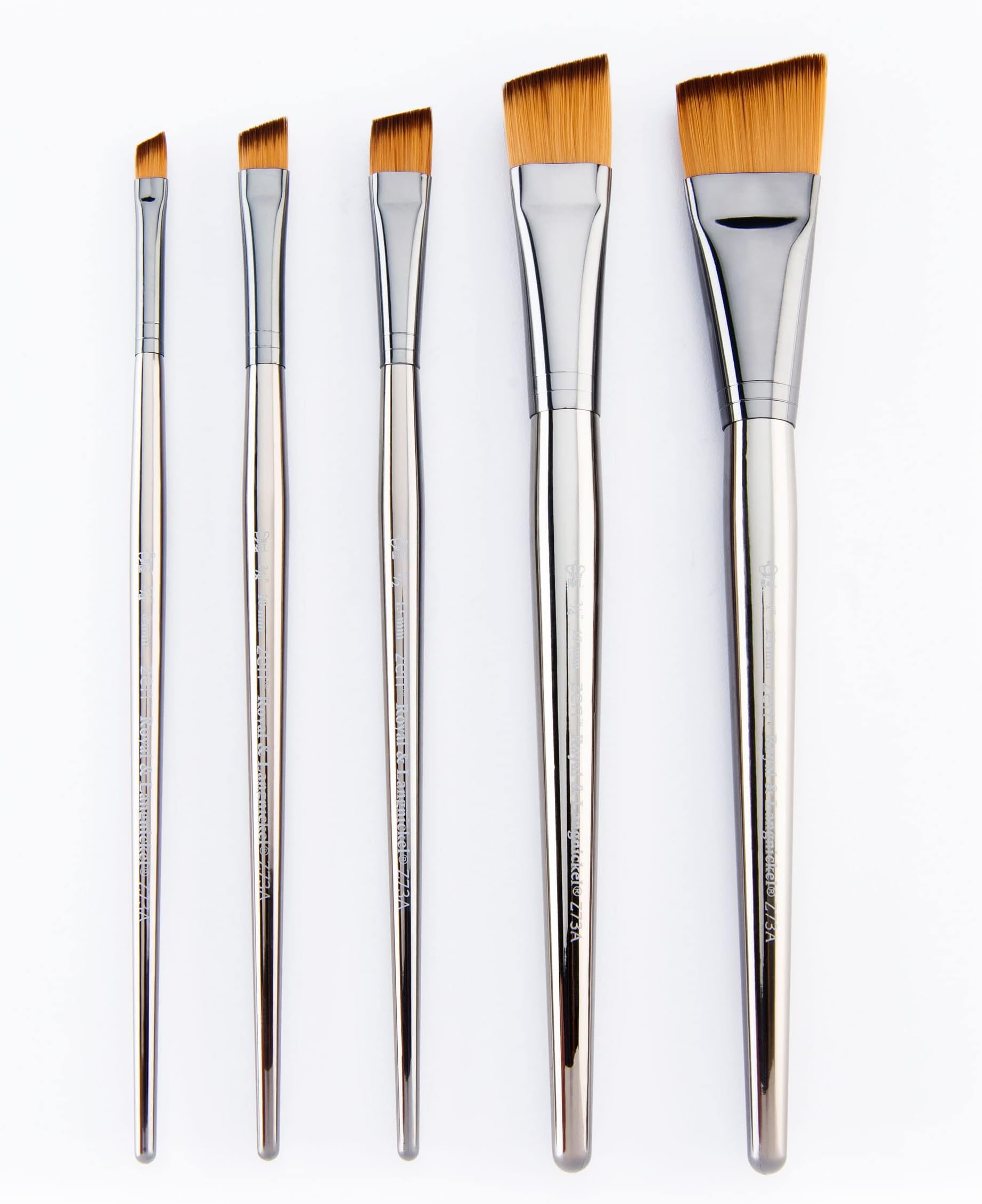 Royal & Langnickel Zen 5 Piece All Media Angular Paint Brush Set,Gold,L