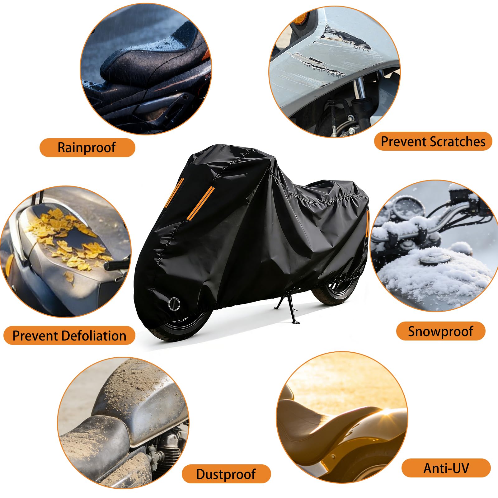 Telo Moto Esterno per Voge Sfida SR3,Copertura per Moto Personalizzata,Antipolvere, Antipioggia, Antivento con Strisce Riflettenti Fori di Bloccaggio