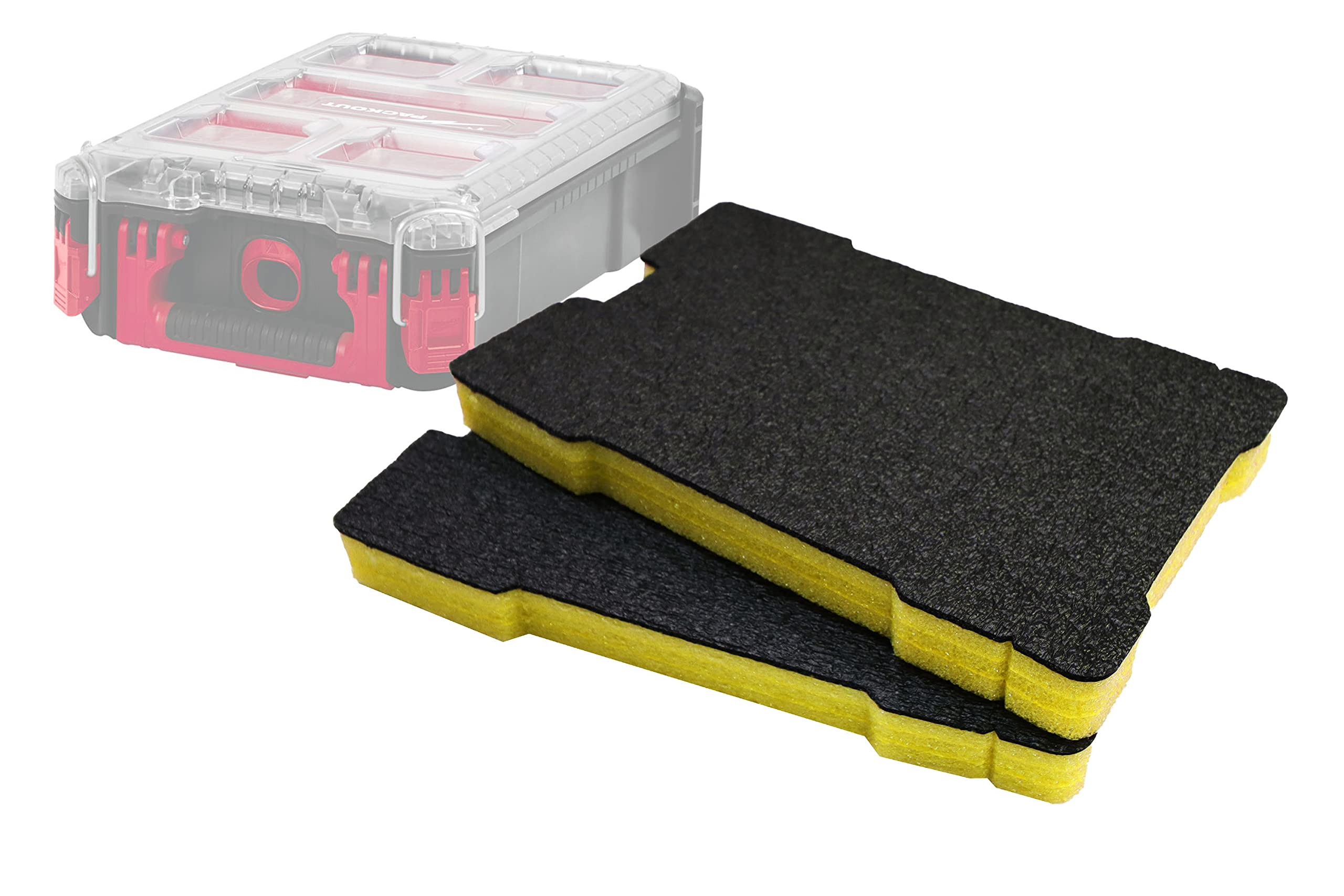 Shadow Foam Packout Compact Organiser Inserts – Perfect Fit for Milwaukee Packout Compact Organiser [Yellow 30mm Twin Pack] Easy Peel Foam for Milwaukee Packout System