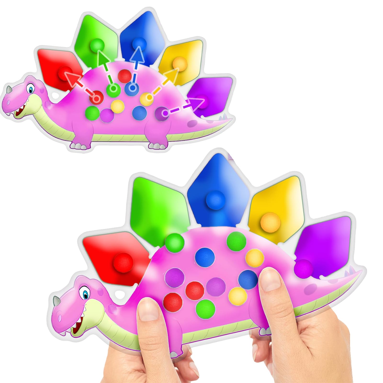 Colour Sorting Toys for Toddlers, Dinosaur Fidget Toy with Colour Matching, Sensory Toys for Fine Motor Skills, Travel Essential for Kids