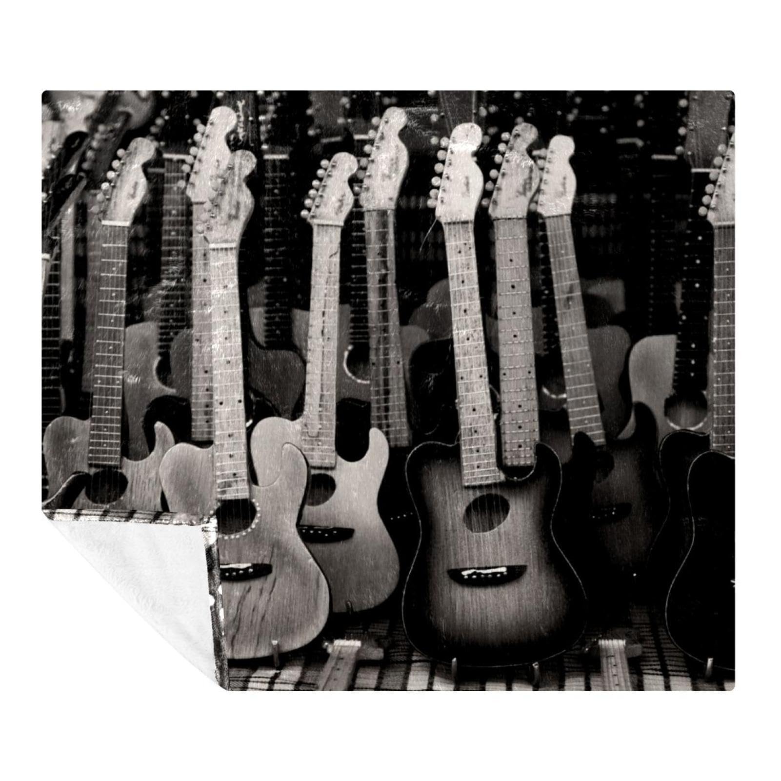 Couverture polaire microfibre a Row of Guitars pour lit et sofa voyage