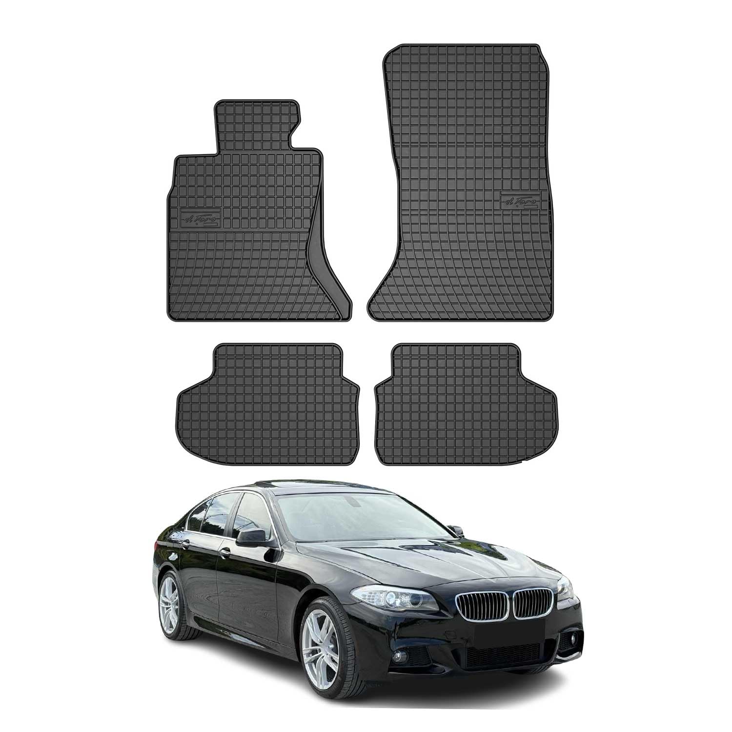 OMAC Fußmatten für BMW 5er Limo Touring F10 F11 2010-2013 Gummi 4X Schwarz
