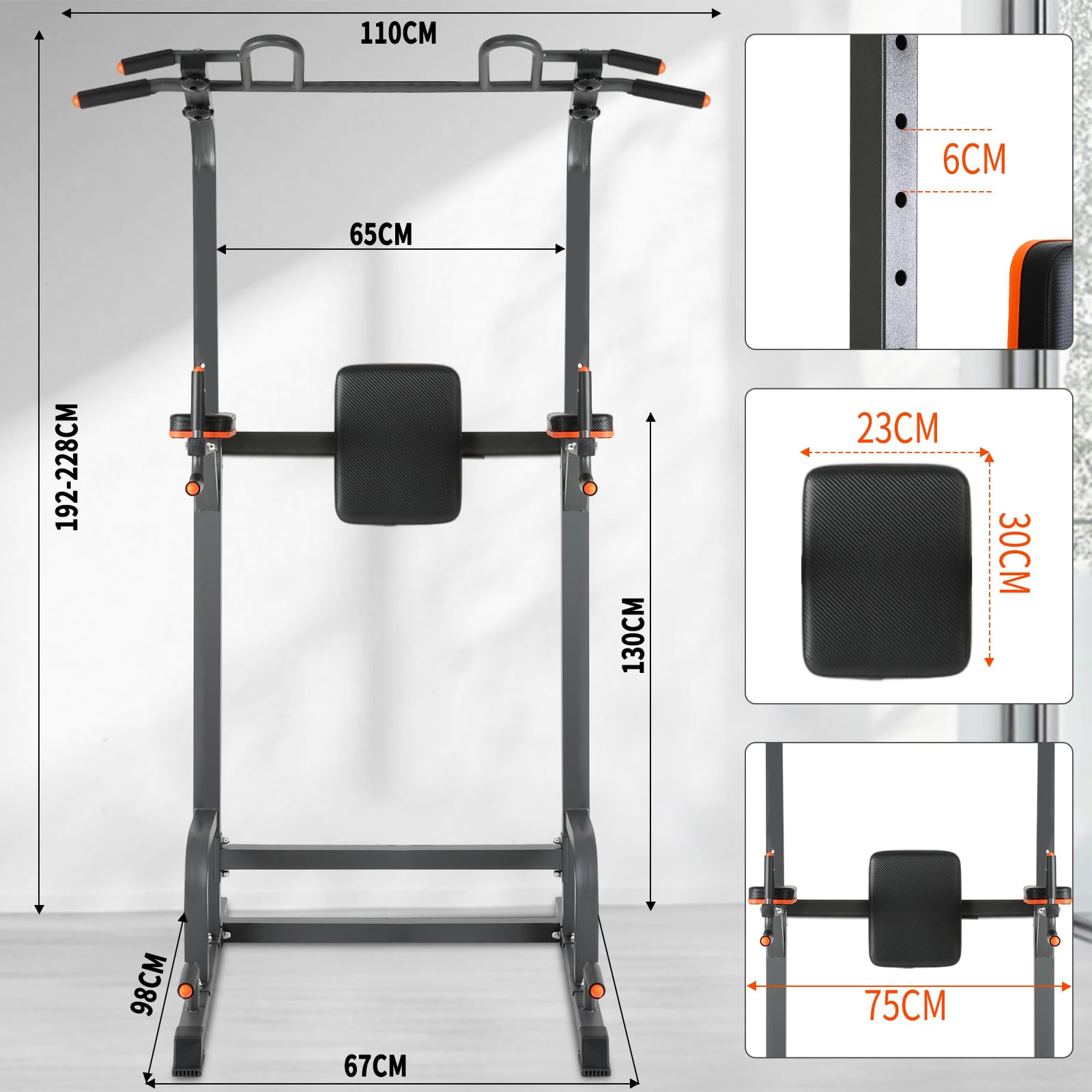 ISE Power Tower Barre de Traction Chaise Romaine Hauteur Réglables Multifonction Dips Abdominaux Station de Musculation Entraînement à Domicile, Accoudoirs, Fitness, Chaise Romaine Musculation