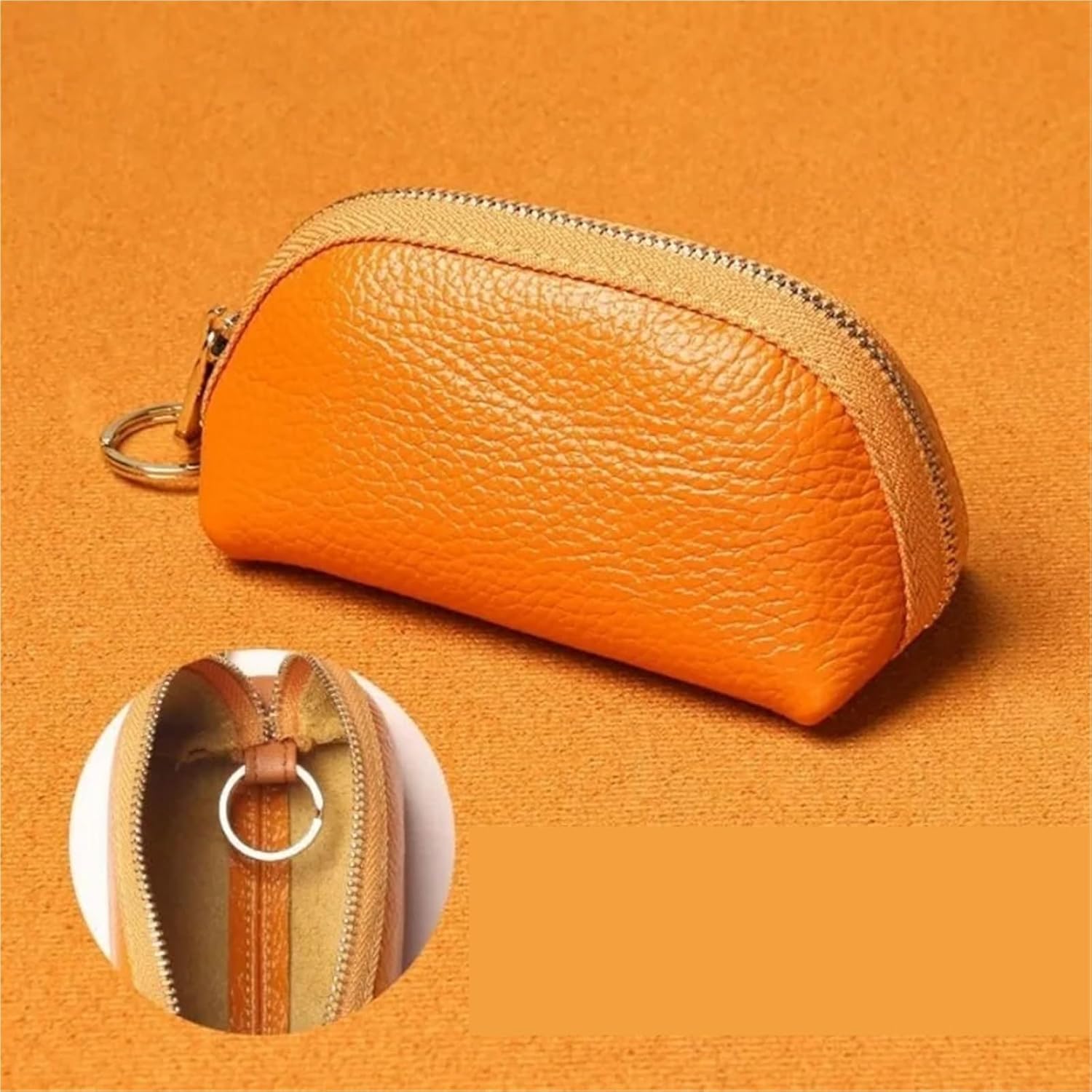 キーオーガナイザー ユニセックス 大容量 ジッパーポーチ バッグ レザーケース 小銭入れ ポータブル キーチェーン ウォレットホルダ キーリング  レザー ポーチ 本革 ミニポーチ キーケース 車のカギ コインケース メイクポーチ