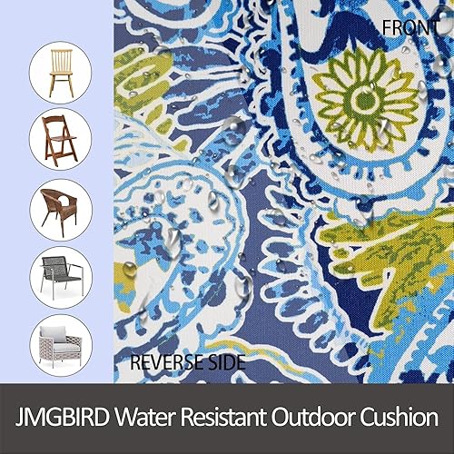 Miniatura 4 de JMGBird Juego de 4 cojines para sillas de exterior, 16 x 17 pulgadas de ancho con lazos, almohadillas para sillas de exterior para muebles de patio
