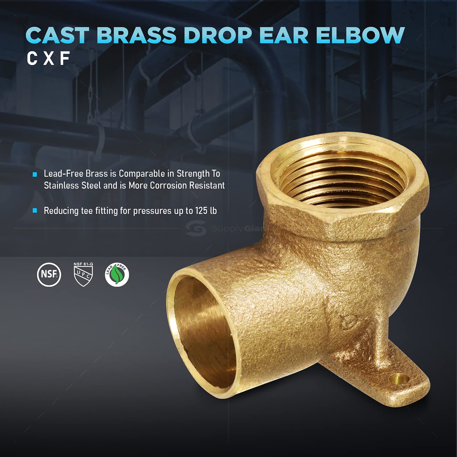Everflow Supplies CFDL0001-NL - Codo de latón fundido sin plomo, 90 grados, con toma de sudor y conexión roscada hembra