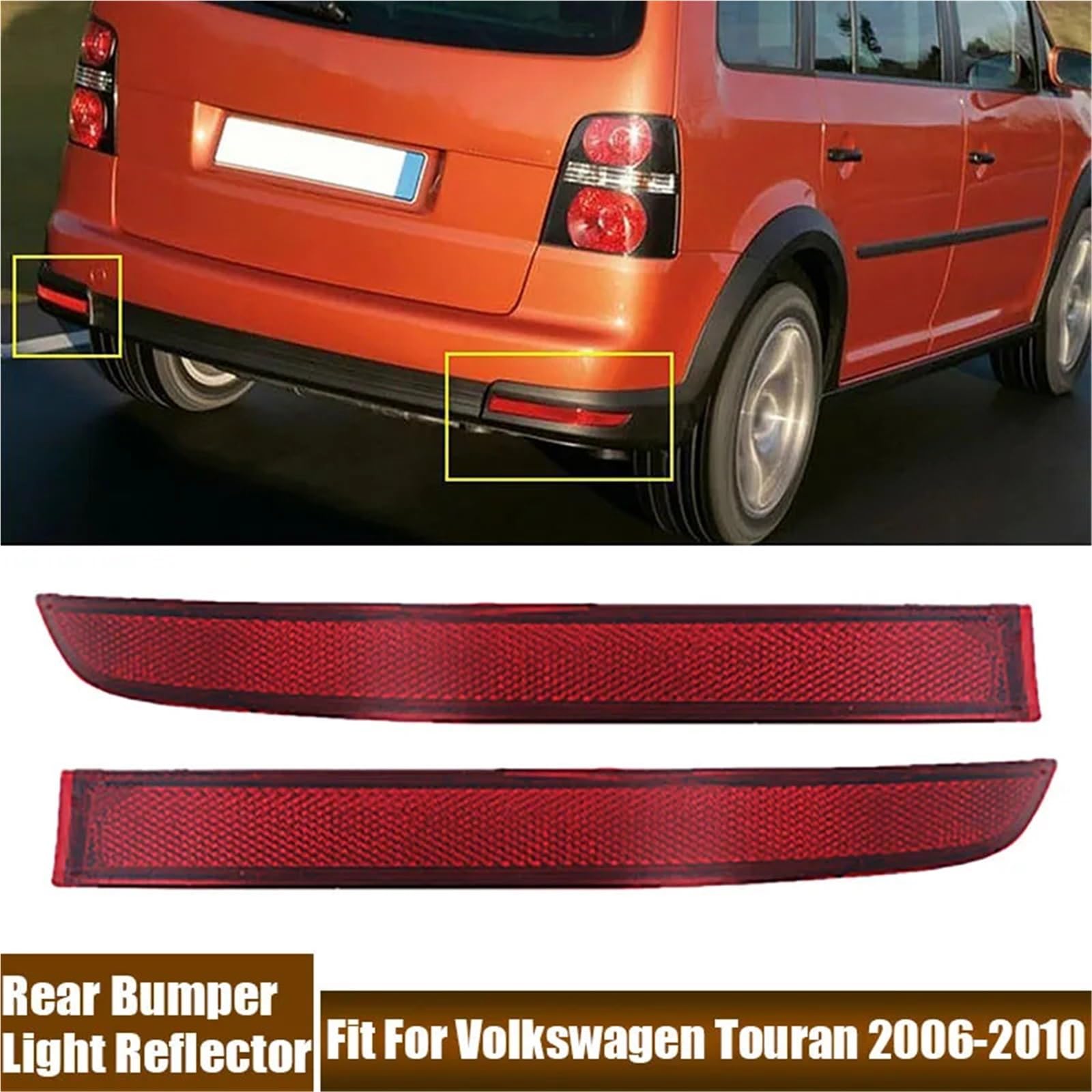 Cinta Adhesiva Reflectante para coche Tiras reflectoras de luz para parachoques trasero izquierdo y derecho, compatibles con Volkswagen Touran 2006-2010, accesorios exteriores para coche.(A Pair-2Pcs)