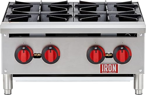 Miniatura 2 de Iron Range IRHP-24-4B - Placa caliente de gas comercial de 24 pulgadas para encimera de cuatro quemadores, acero inoxidable, 100,000 BTU, con