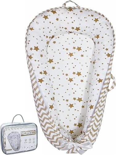 Miniatura 13 de Tumbona para bebé, tumbona infantil de algodón orgánico, reversible, ajustable y portátil, uso supervisado, suave, transpirable, funda lavable