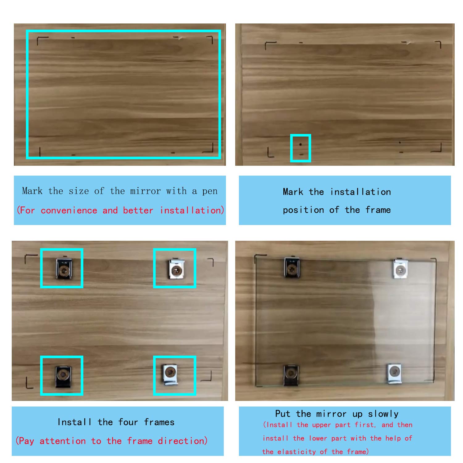 Semetall Lot De 8 Cintres Carrés Pour Miroir Avec Vis, Clip