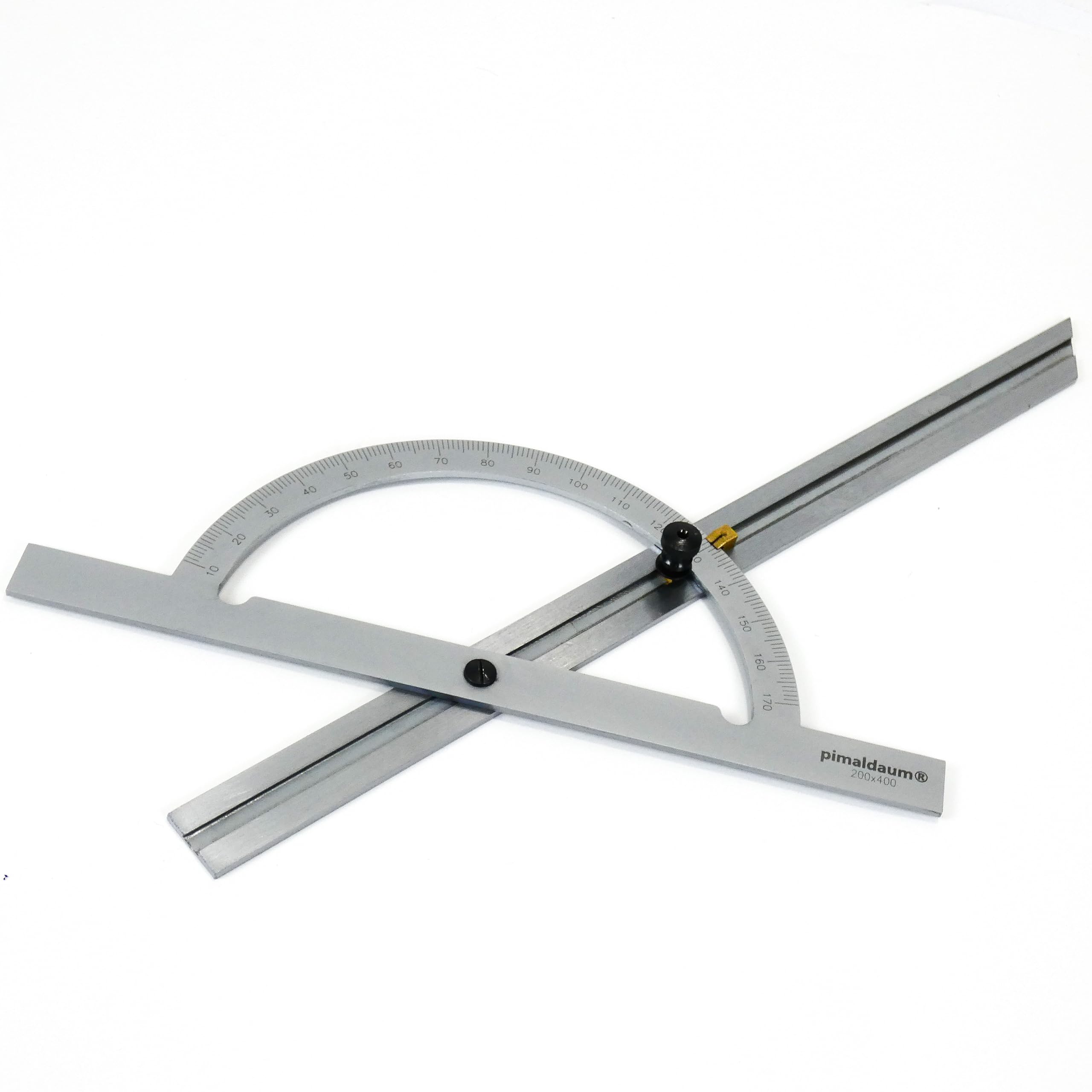 Rapporteur d'angle professionnel avec règle réglable métal 200×400mm | Mesure 10-170°, Traçage précis des angles, 1 pièce
