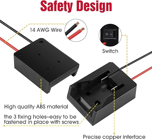 Miniatura 3 de Generador inversor alimentado de 200 W para batería De W0LT de 20 V CC de 18 V a CA de 110 V  120 V con adaptador de ruedas de alimentación puerto