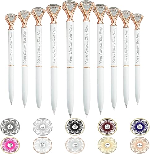 Hasta 100 bolígrafos de diamantes personalizados a granel con nombre, bolígrafo de impresión personalizado, logotipo de negocios, mensaje de texto,